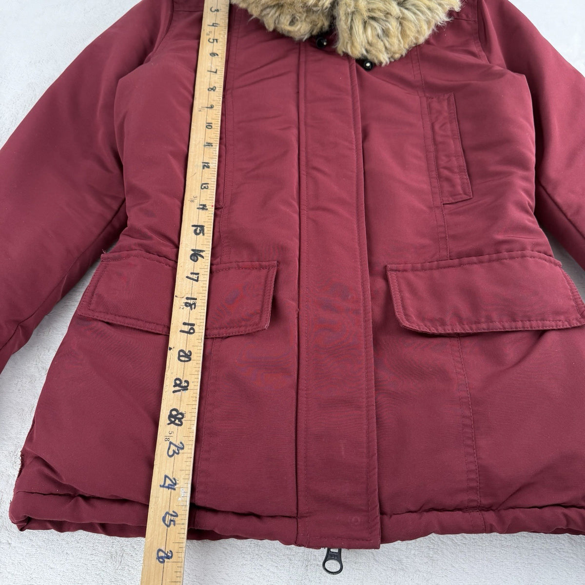 Bluenotes Women’s Parka Coat X-Small  Insulated Hooded Removable Fur 4 Pockets