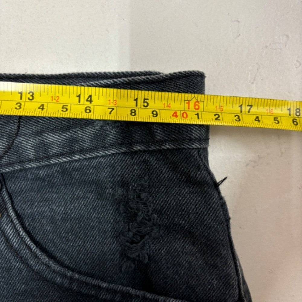 One Teaspoon Jean Shorts Black distressed button fly low rise