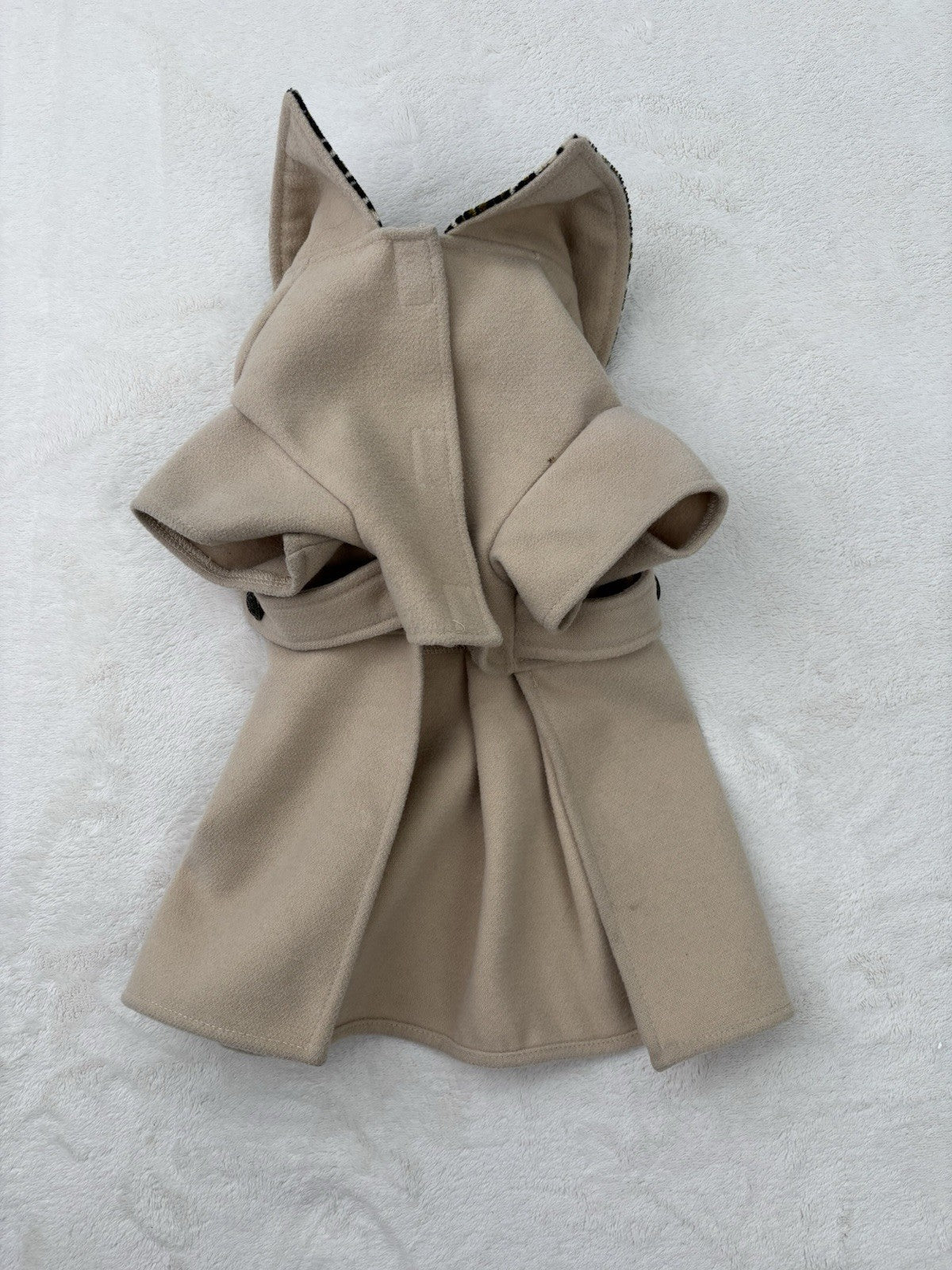 Dog Peacoat Animal Print Collar Beige Size Medium Dressy Vintage Style Buttons
