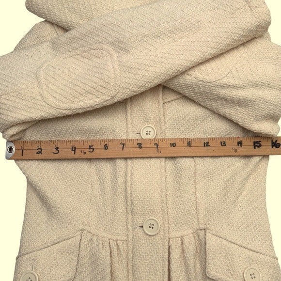 Billabong Cream Textured Peplum Coat Jacket Women's Size Small