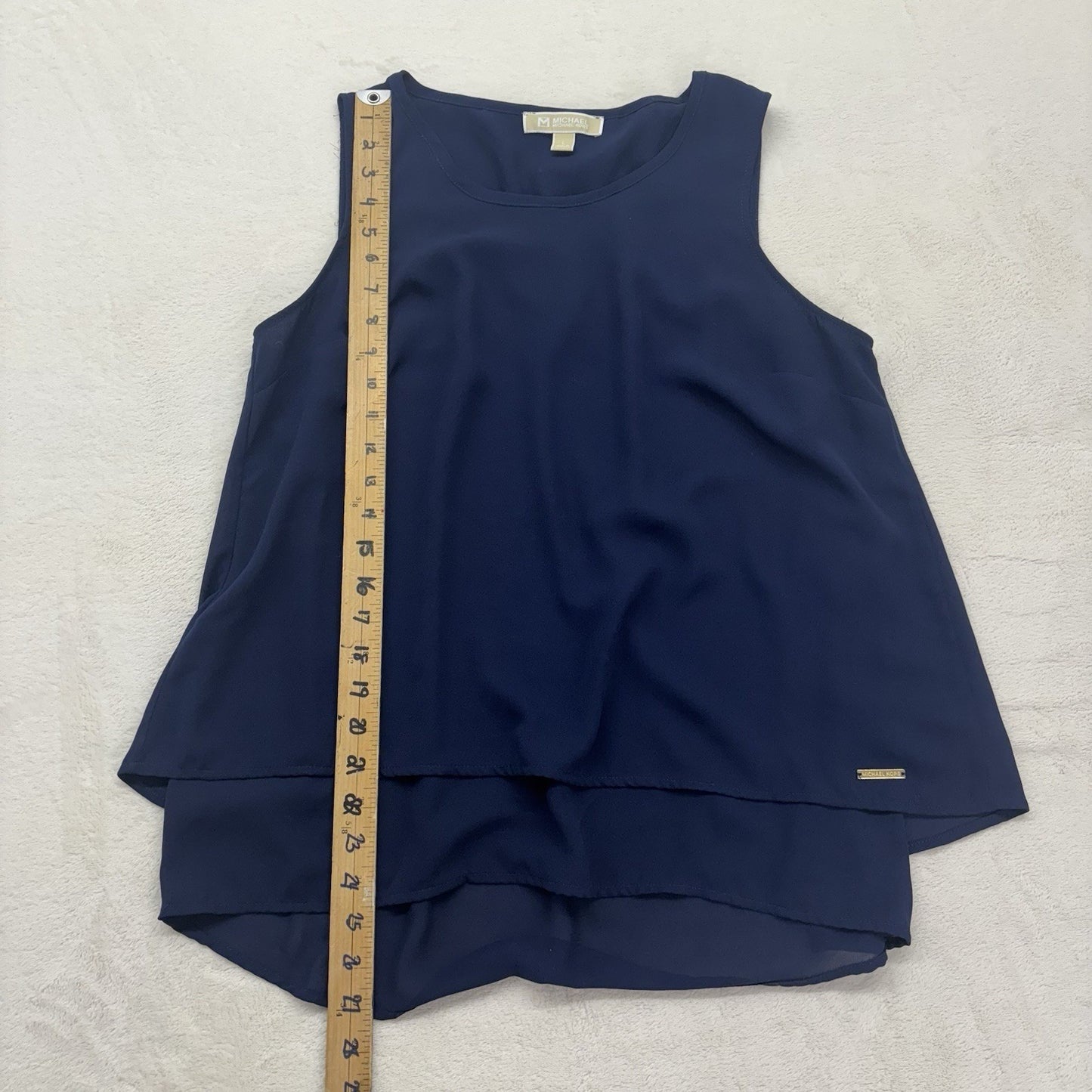 Michael Kors Blouse Sz L Navy Top Normcore Vanillagirl Quietluxury Oldmoney Work