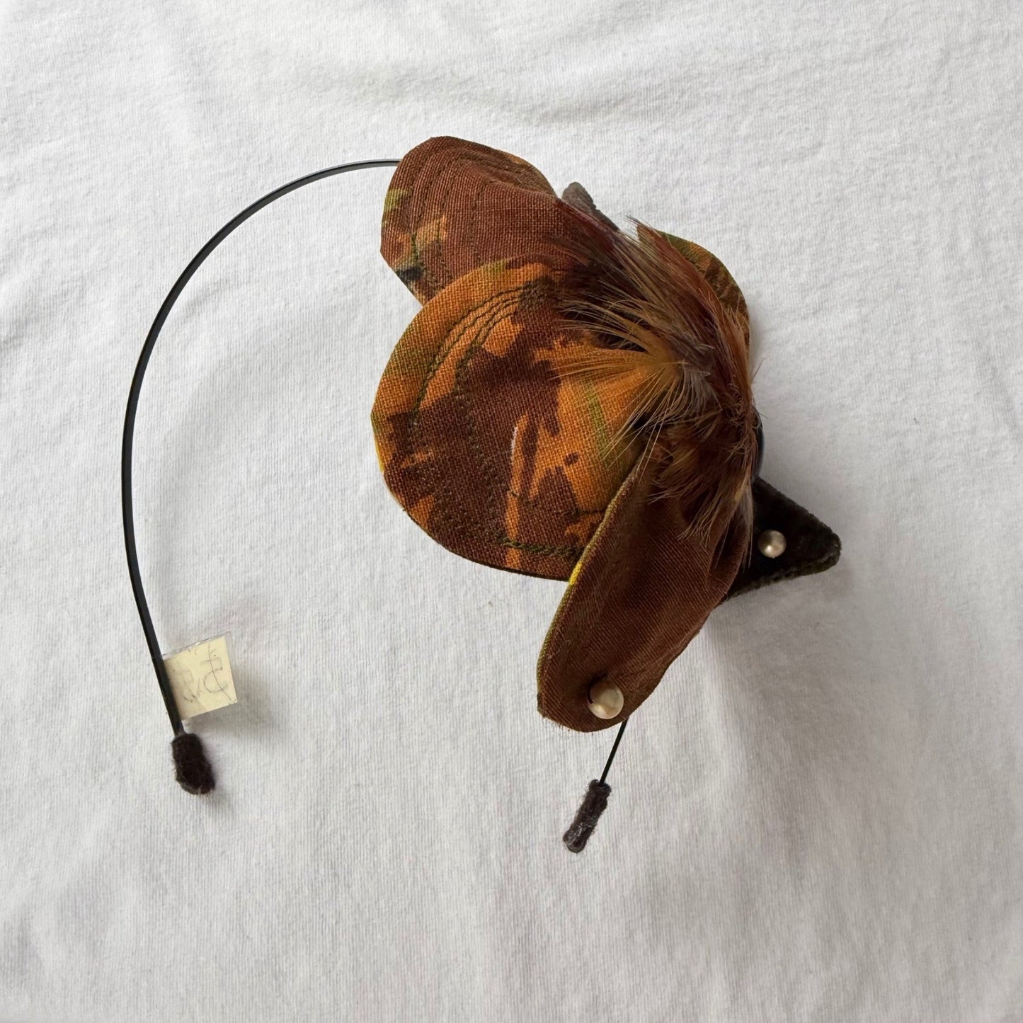 Handmade Floral Headband Feather Fascinator Velvet Autumn Earth Nature  OS