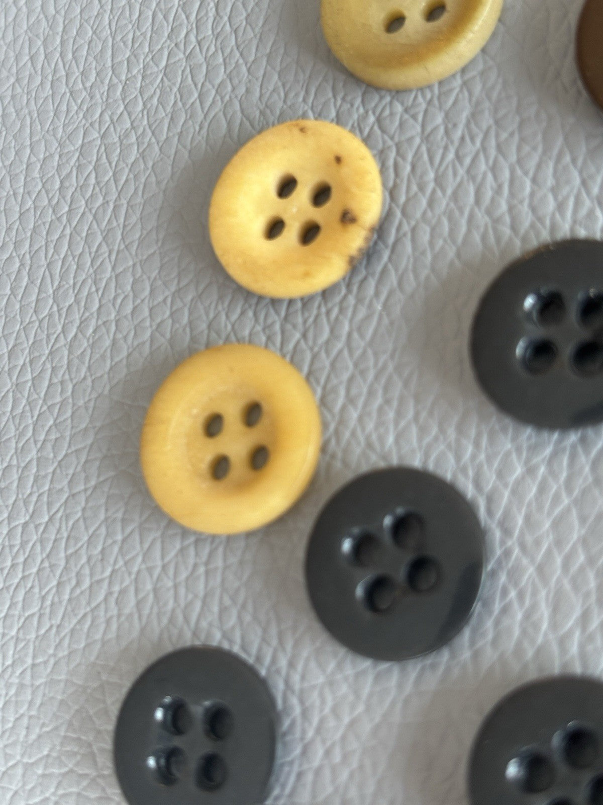 Vintage Lot Of 40 Brown Grey Beige Green Four Hole Buttons. Celluloid Glass