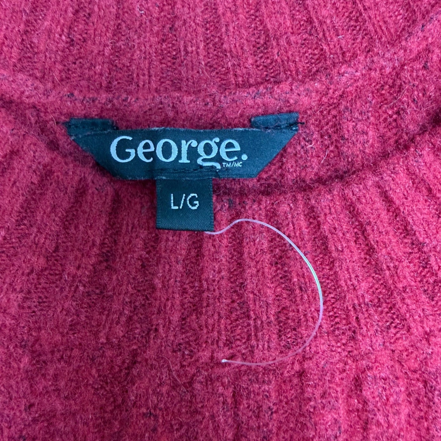 George Sweater Dress Red Ribbed Knit Long Sleeve Crew Neck Winter Cozy Large