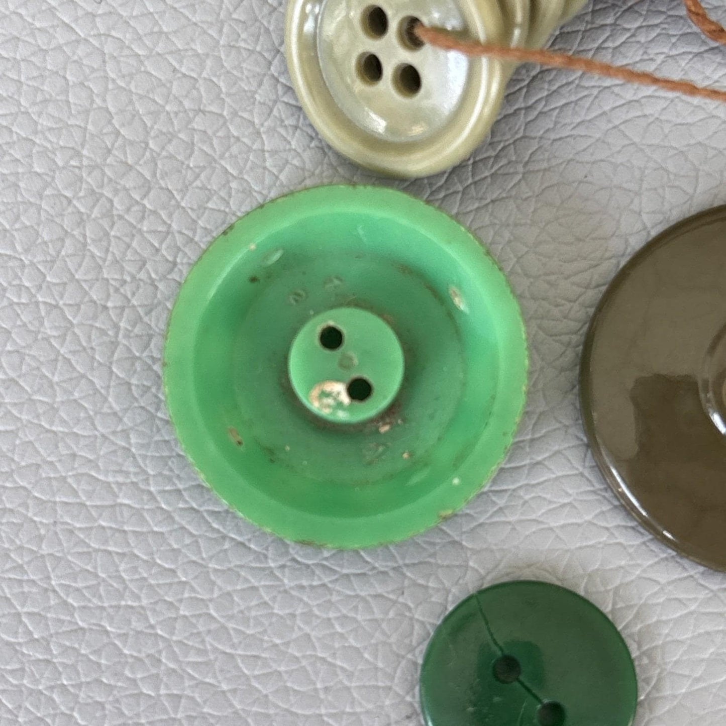 WWII RAF Bakelite Button Lot • Military Khaki & Deco Green Plastics (1940s–50s)