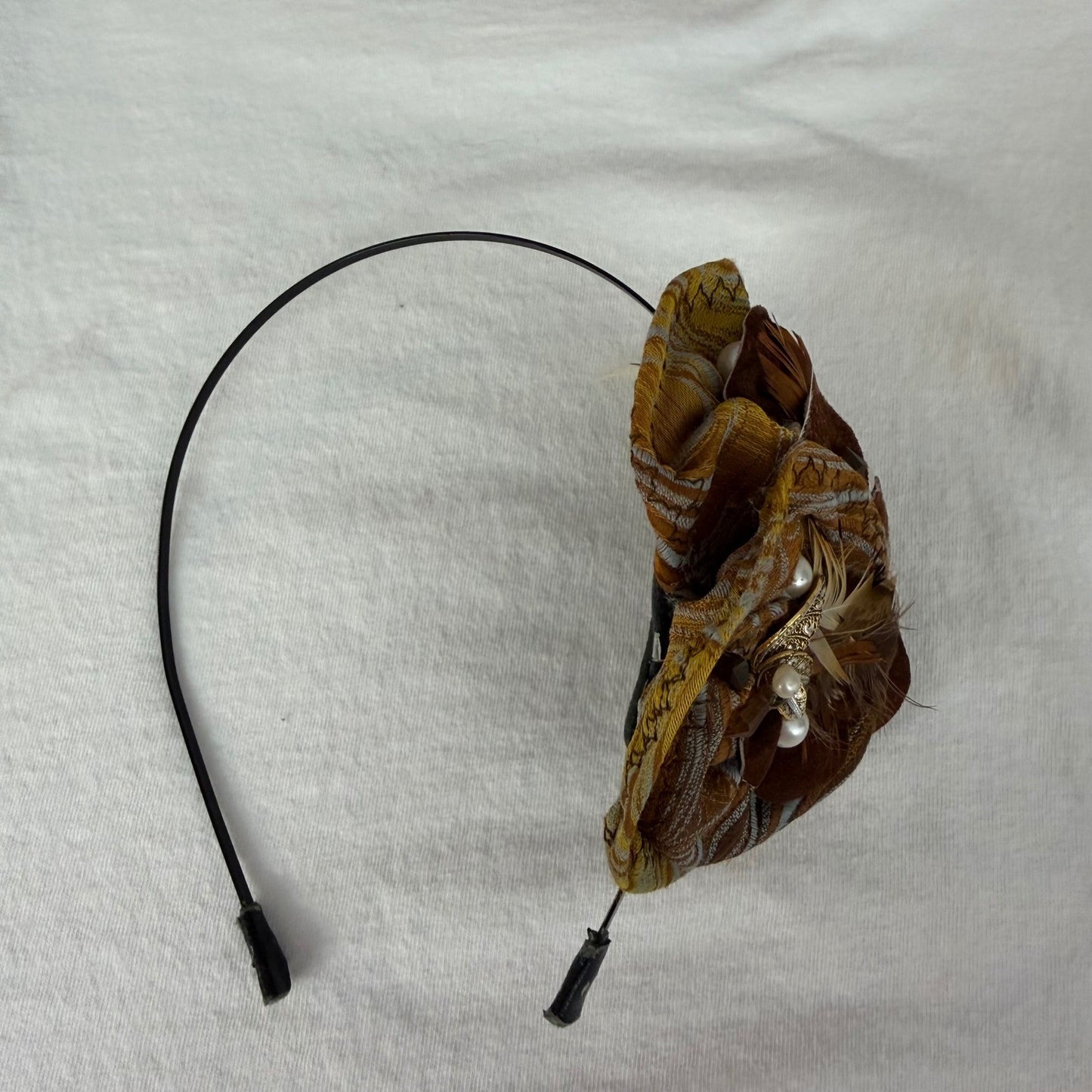 Handmade Fascinator Headband Feather Butterfly Boho Whimsical Fairycore  OS