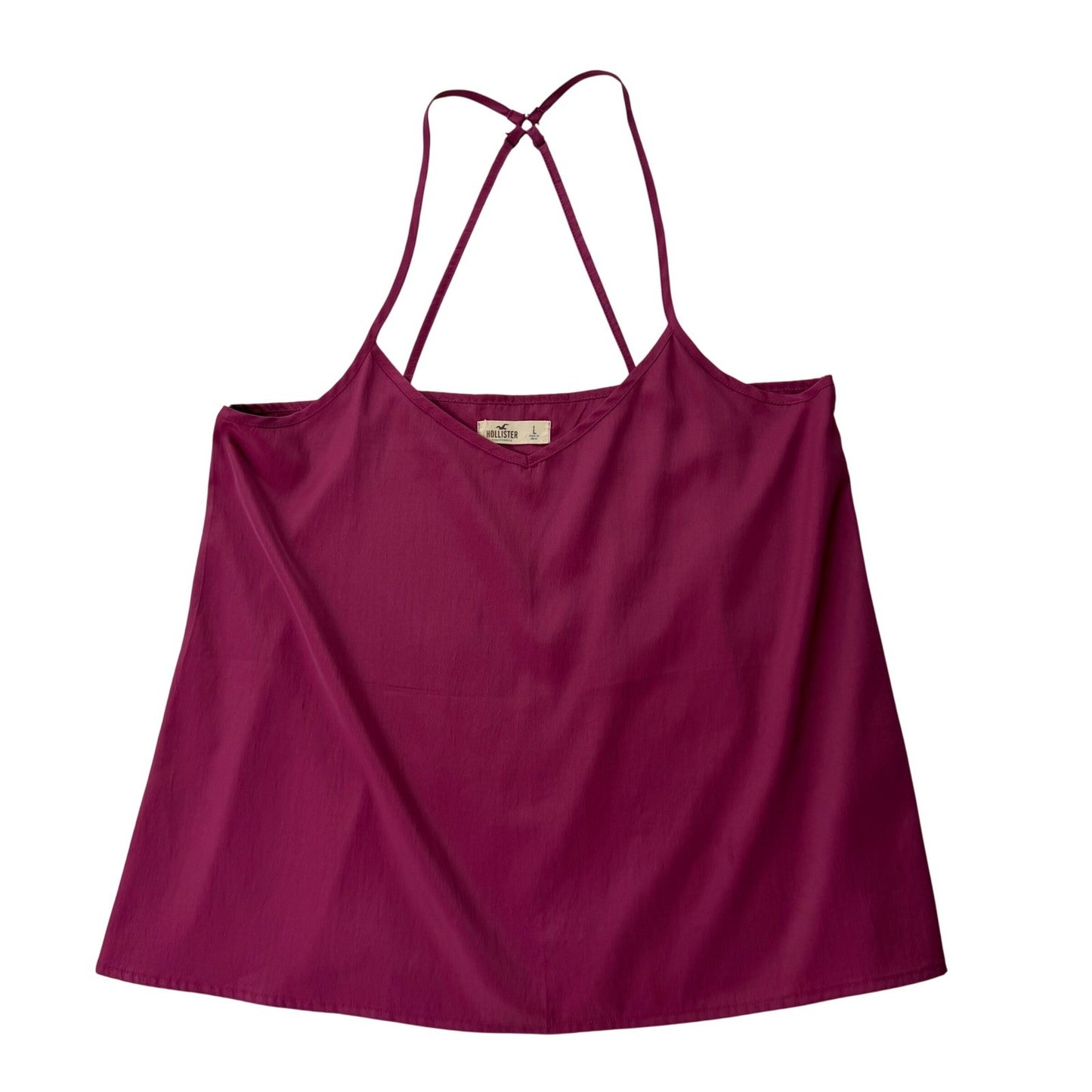 Hollister Tank Top Womens Large Burgundy V-Neck Cami Y2K Spaghetti Straps Boho