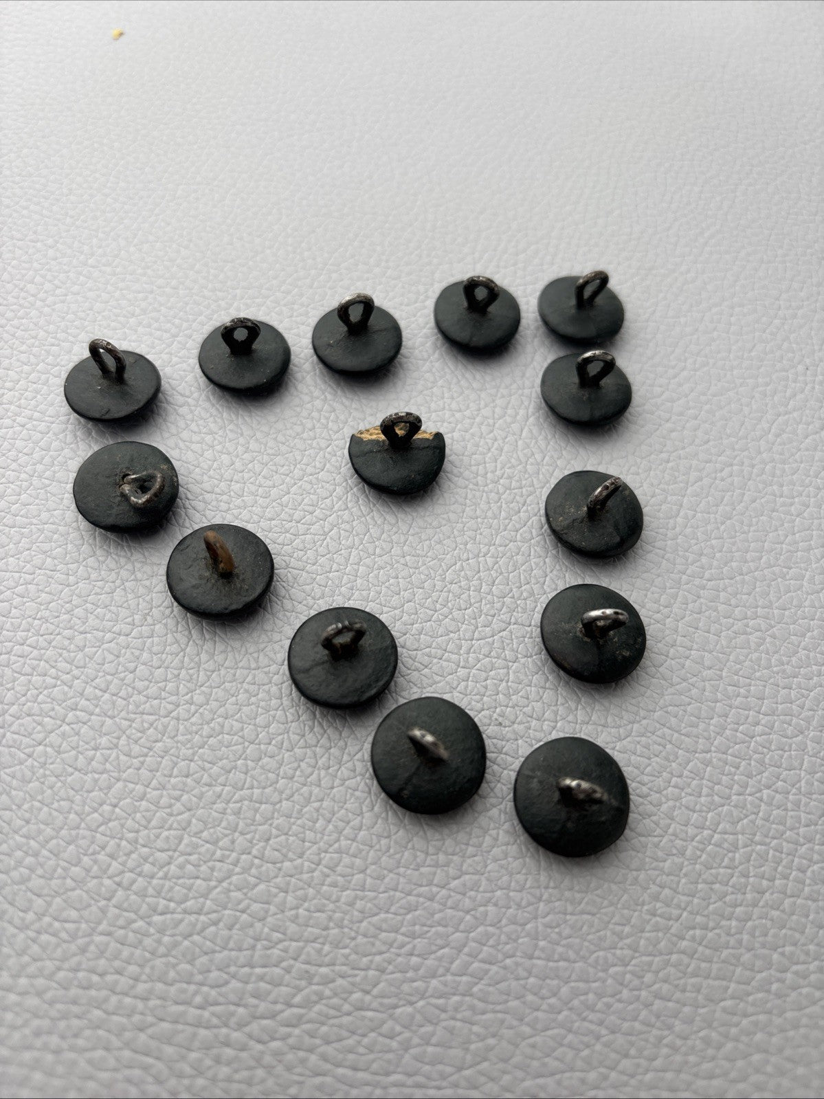 Victorian Black Mourning Buttons Set Papier Mâché Metal Shank Antique Rare Lot