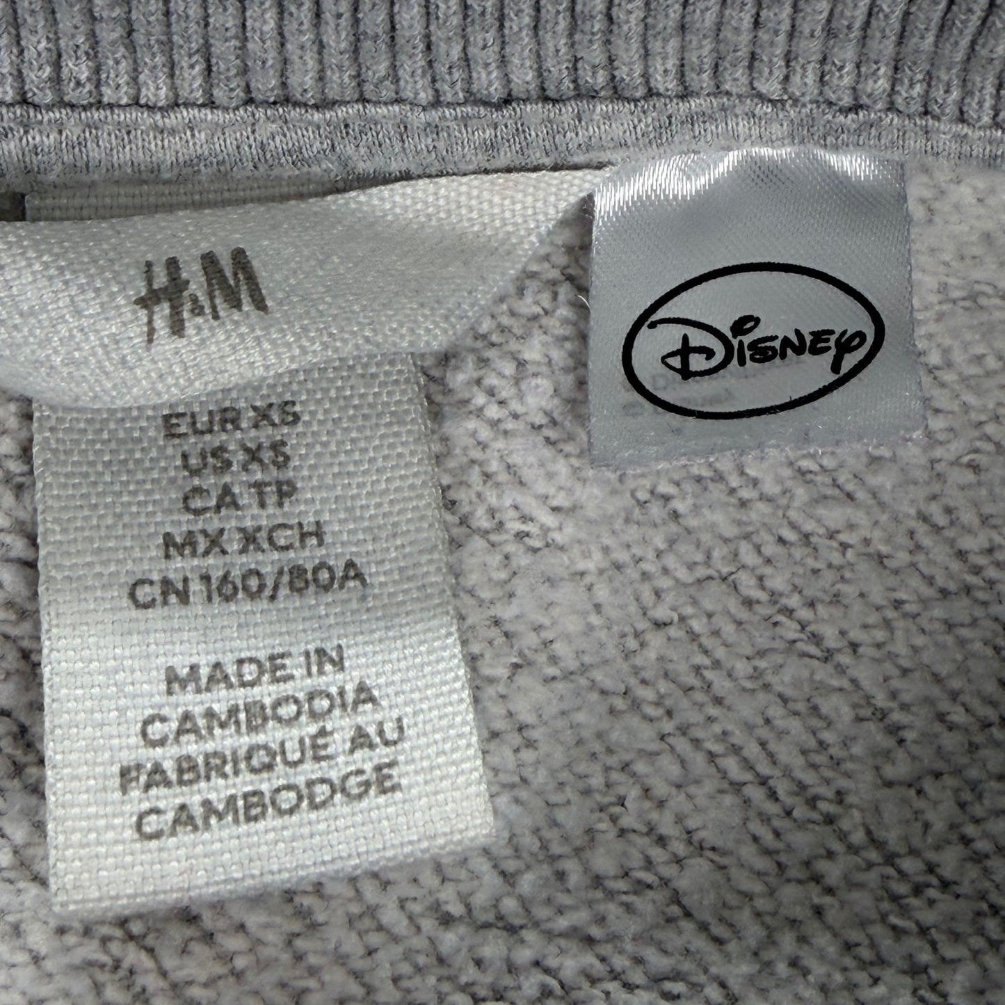 H&M Disney Home for the Holidays Mickey Mouse Gray Graphic Sweatshirt XS