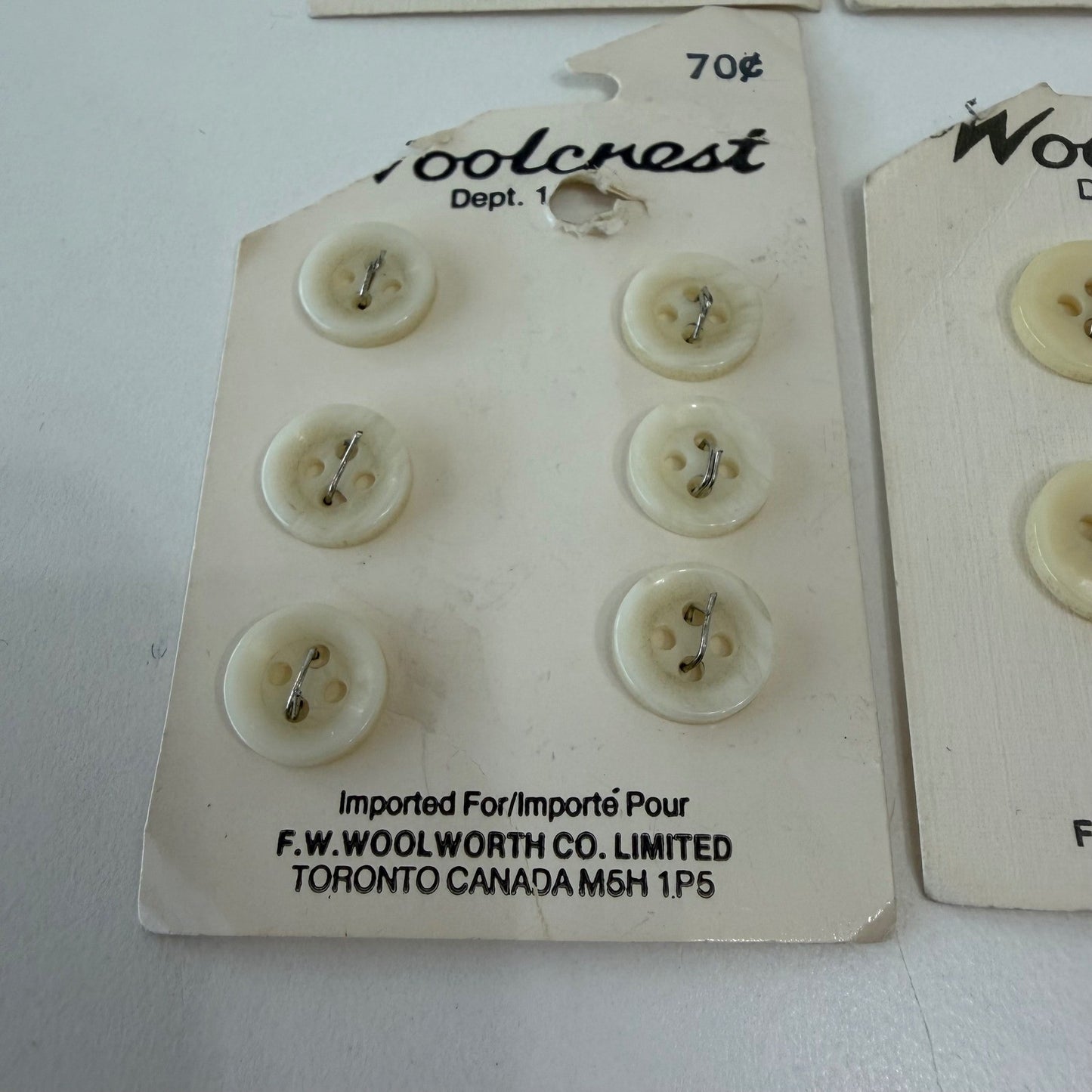 Vintage Woolworth Buttons Lot NOS Cards Cream Orange Sewing Craft Canada