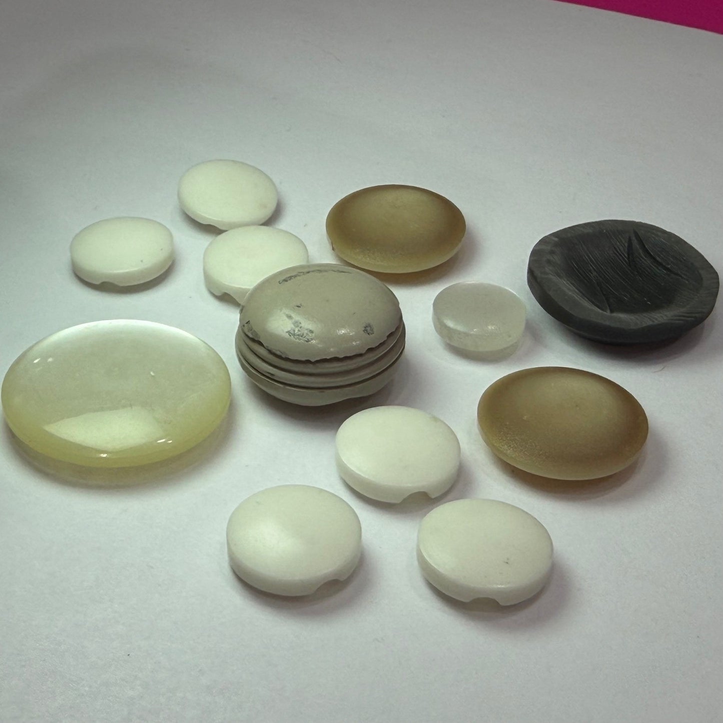 Vintage Button Lot Neutral Tones Shank Buttons Coat Replacement Sewing Supplies