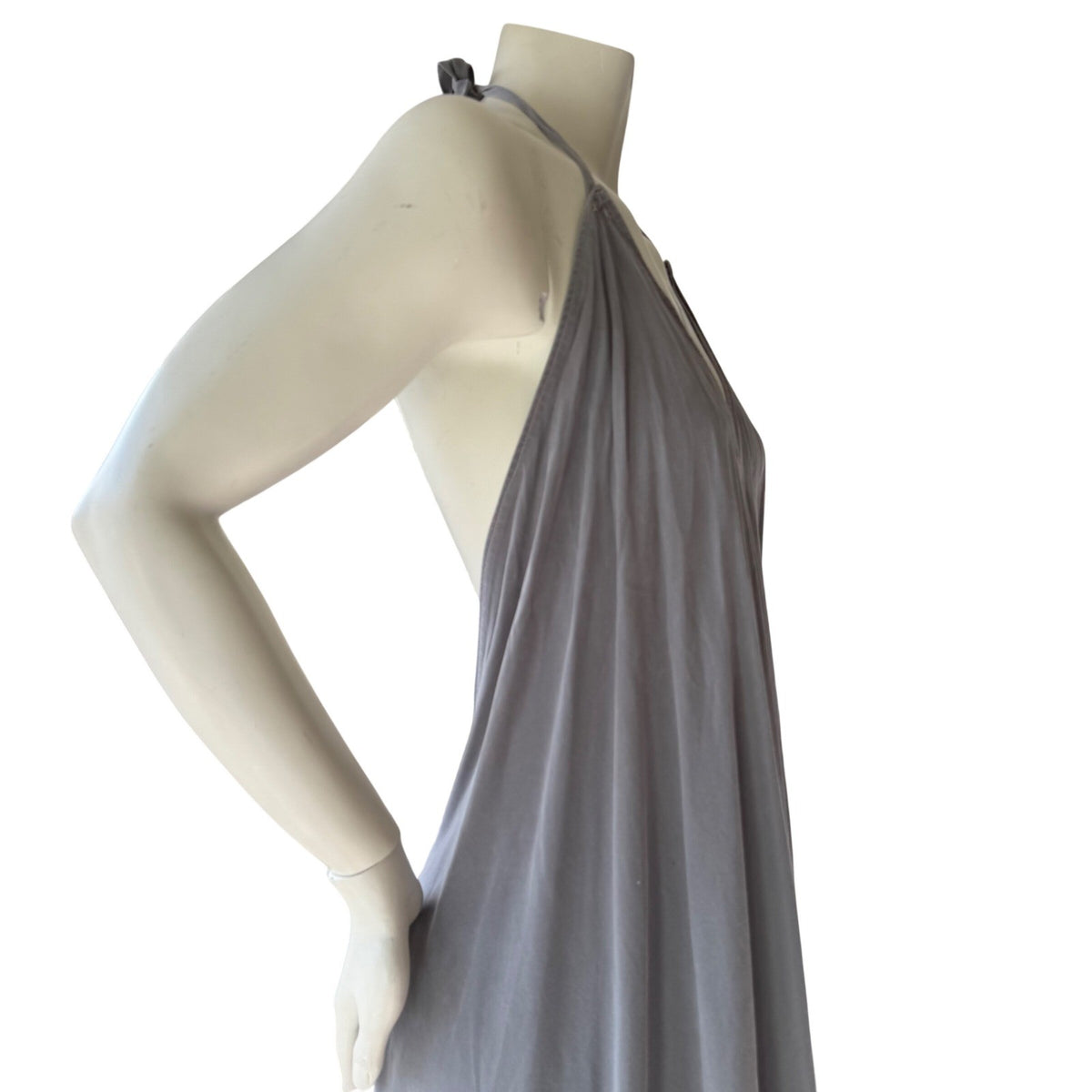 Simpłe Grey Halter Maxi Dress Fairycore Lagenlook Handmade BC OS