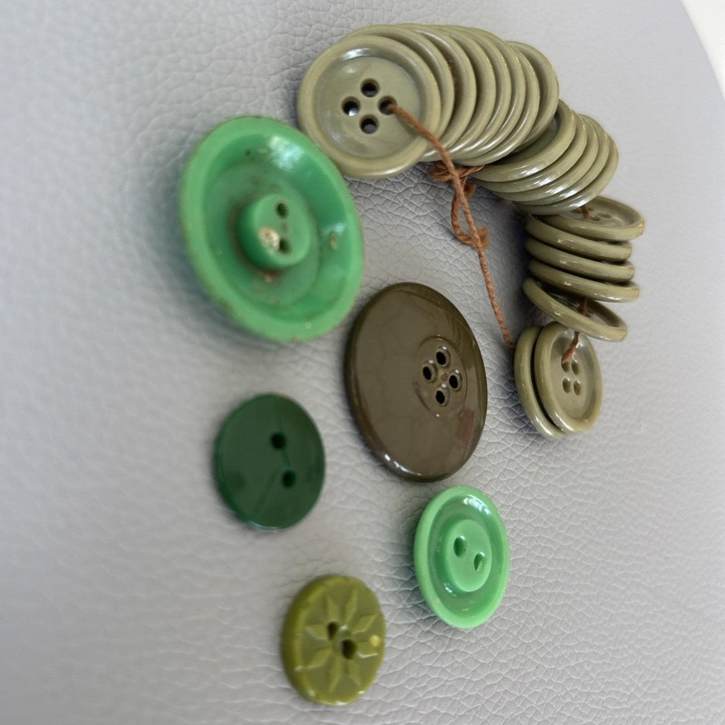 WWII RAF Bakelite Button Lot • Military Khaki & Deco Green Plastics (1940s–50s)