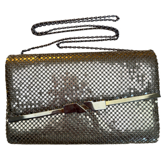 Vintage Purse 1960's Shoulder Strap Gold Chain link Pockets Zip Magnetic Snap