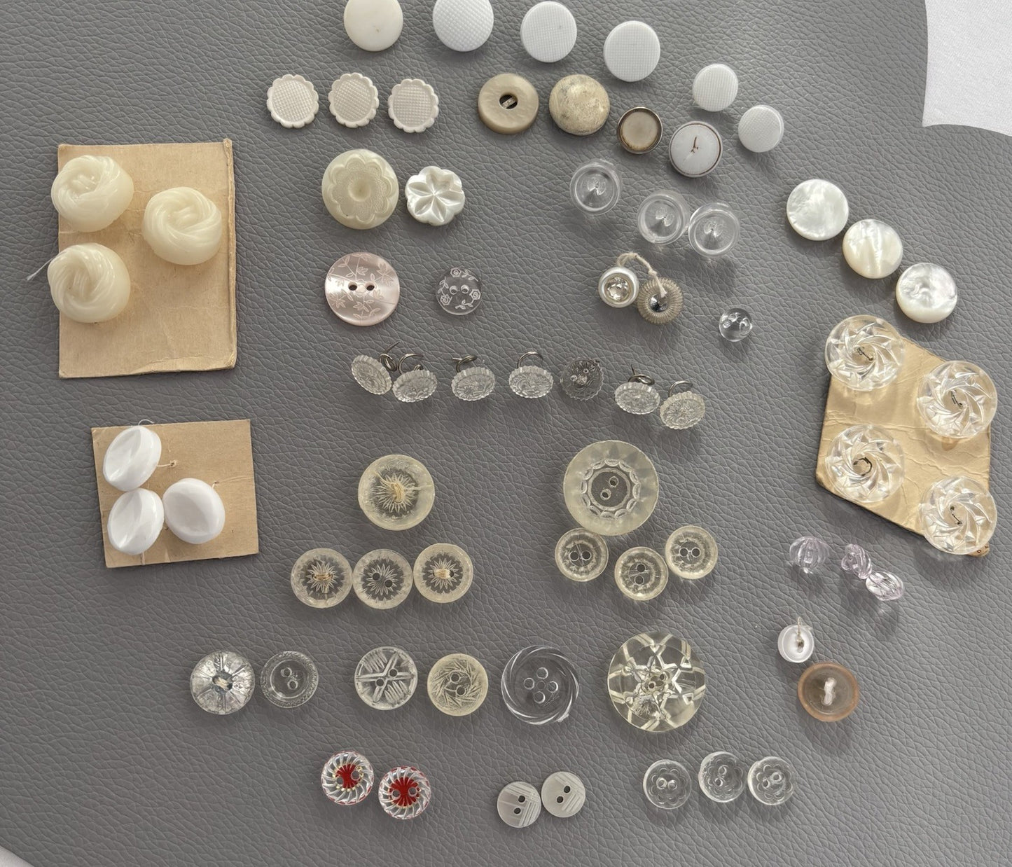 Vintage Glass Lucite Celluloid Button Lot ~ 69  Mixed Styles 1930’s-50’s