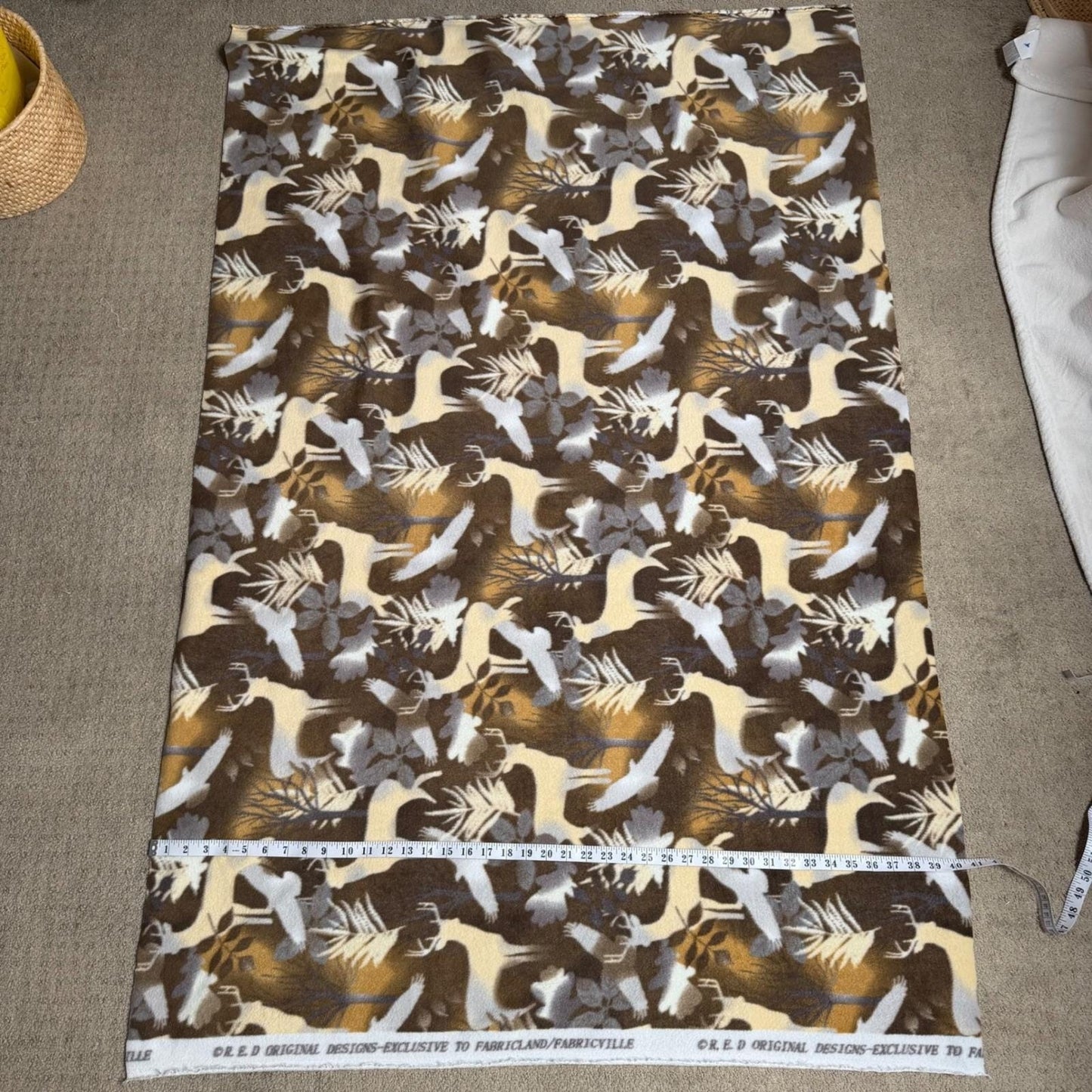 Deer Print Fabric Wildlife Pattern Fleece  1 Mt 63" Wide - Brown Fleece 1/2 Mt