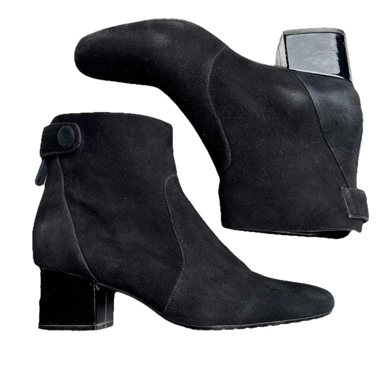 Bandolino Ankle Boots Women’s Size 8.5 Black Patent Block Heel Snap Closure