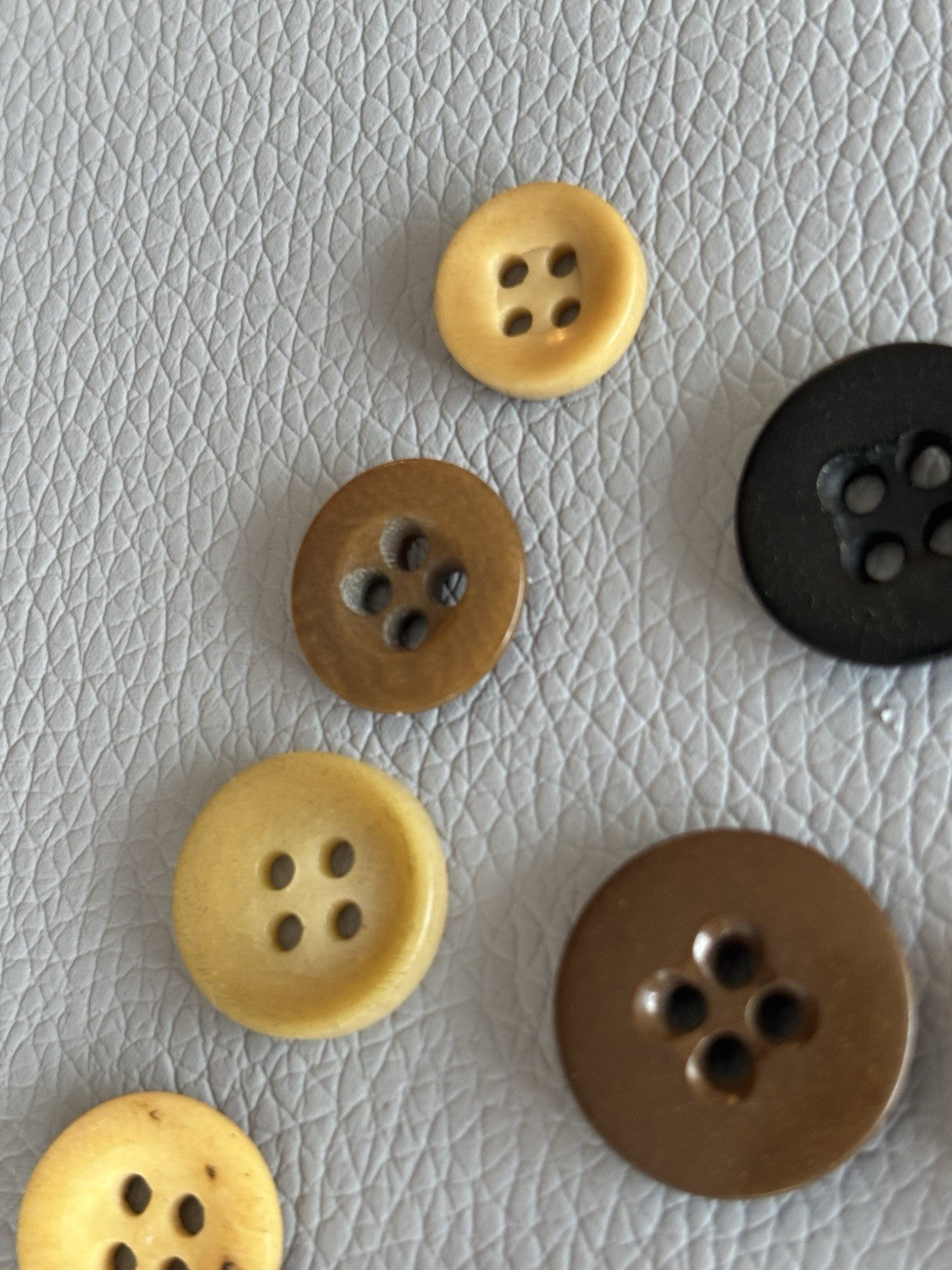Vintage Lot Of 40 Brown Grey Beige Green Four Hole Buttons. Celluloid Glass