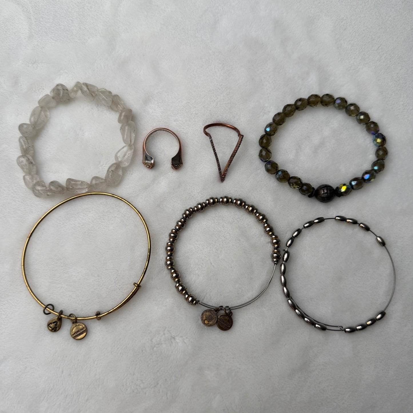 Mixed Jewelry Lot – Includes 3 Alex and Ani Bracelets, BCBG ring and more !