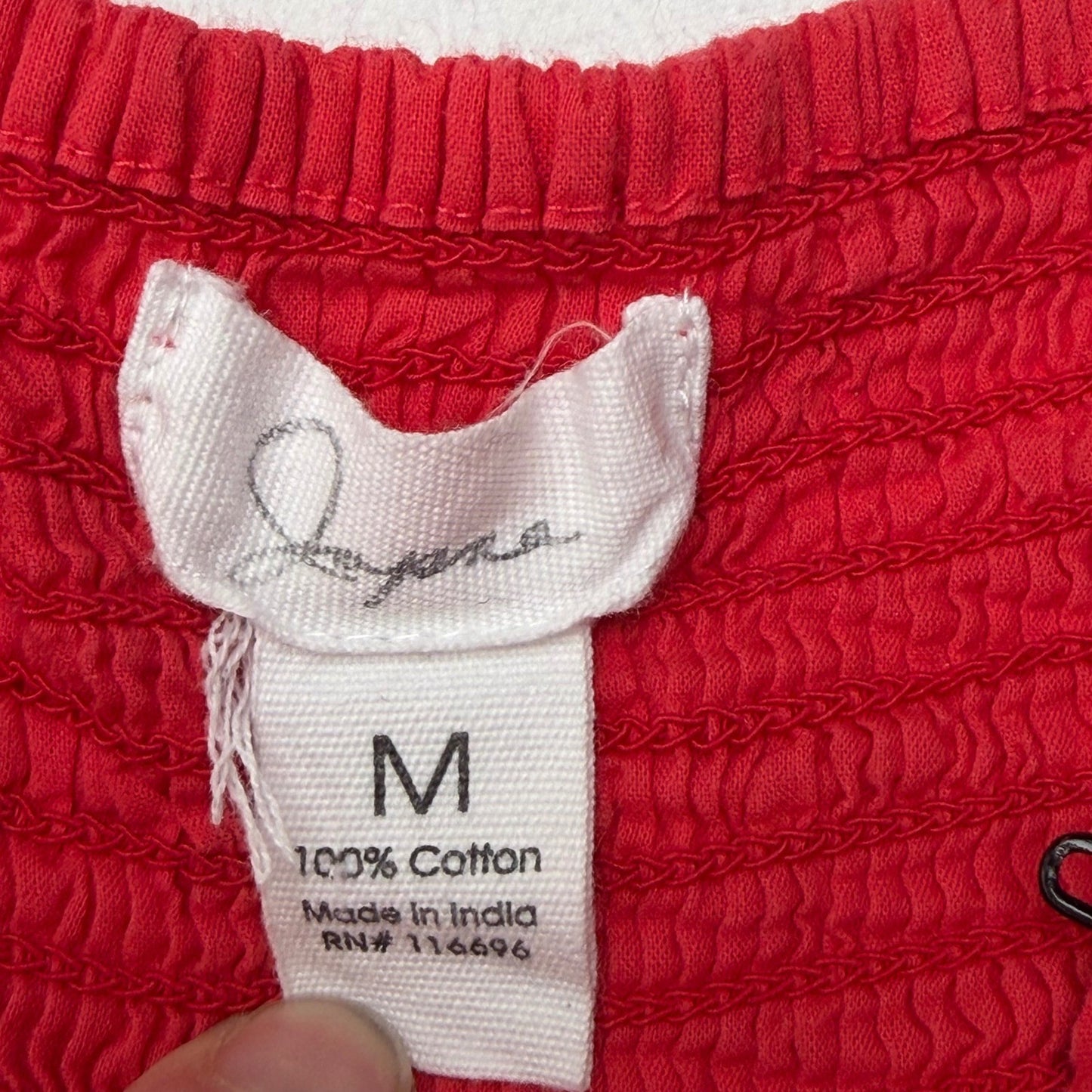 Coral Red Eyelet Embroidered Cotton Romper Smocked Back Boho Festival Country