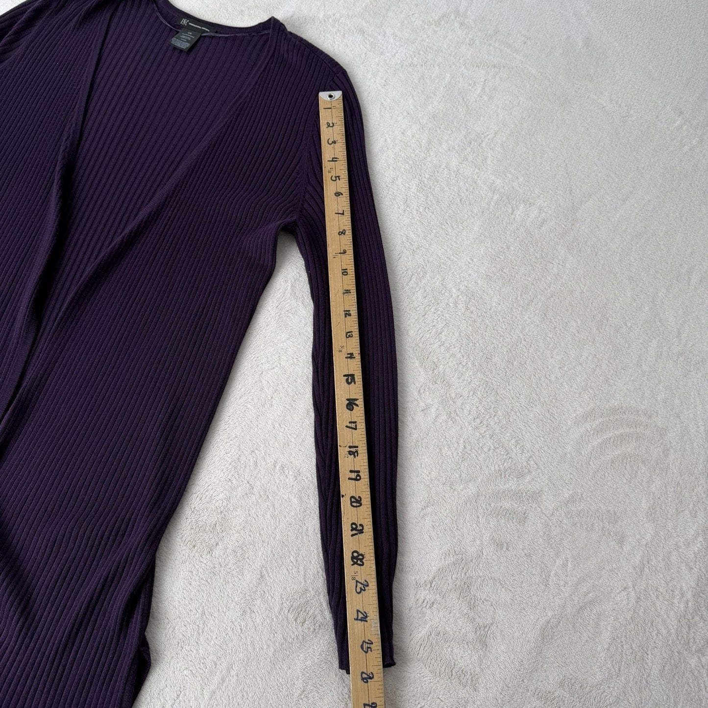 INC International Concept Ribbed Sz Large Cardigan Purple Sweater Open Front