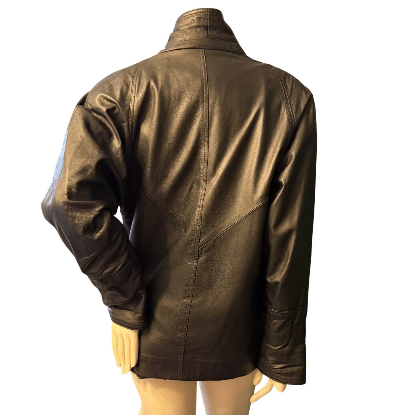 Vintage 90s Black Leather Blazer Jacket Minimalist Quiet Luxury Mobwife Medium