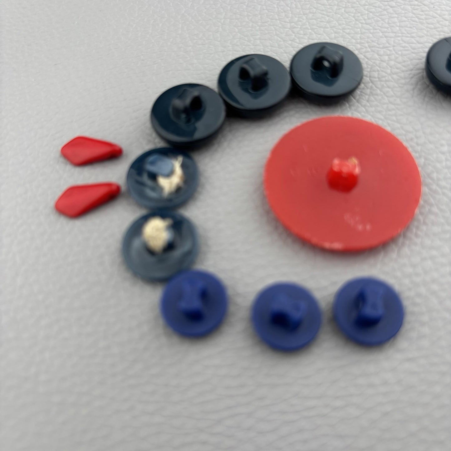Red Blue White Badminton Button Lot ~ 37 Plastic Shank Craft Sewing Supply