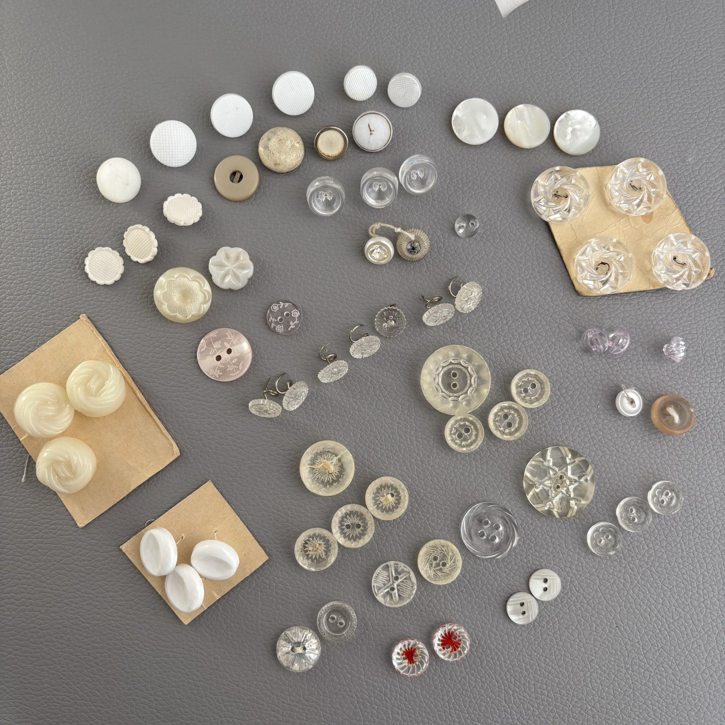 Vintage Glass Lucite Celluloid Button Lot ~ 69  Mixed Styles 1930’s-50’s
