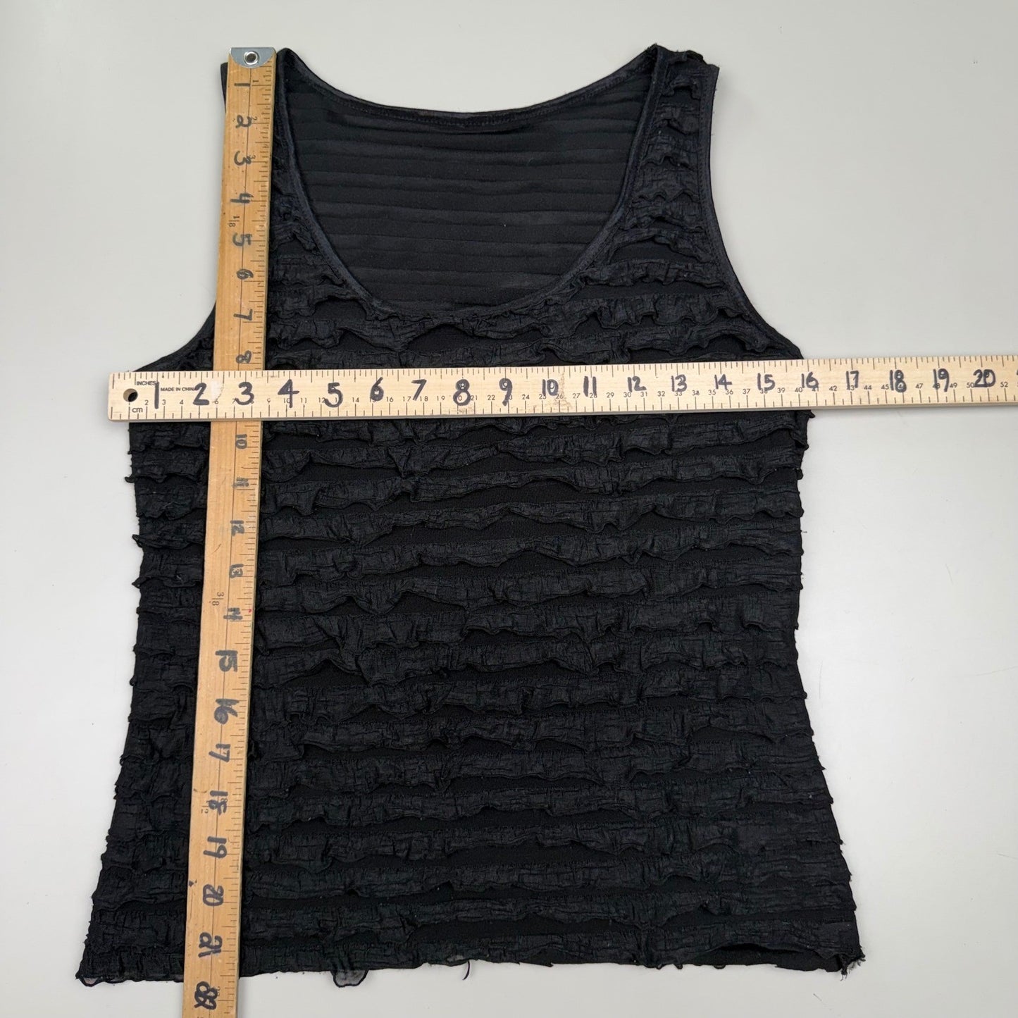 Women's handmade Tank Top Black Ruffle Tiered Mesh Grunge Fairycore Y2K Small