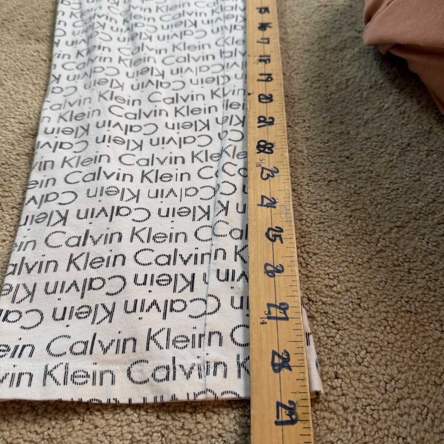 Calvin Klein Pajama Pants All Over Logo Print Y2K Streetwear Loungewear White M
