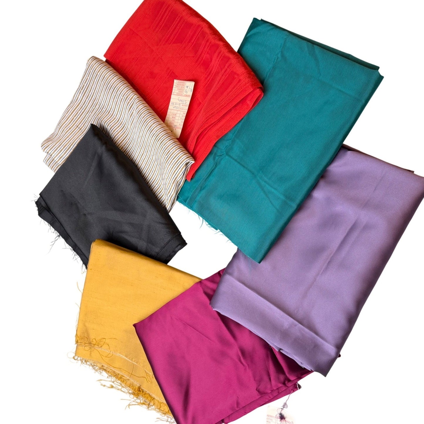 Vintage Specialty Fabric Lot – 7 Unique Shiny Textured Wovens – 1.2kg – 1980s