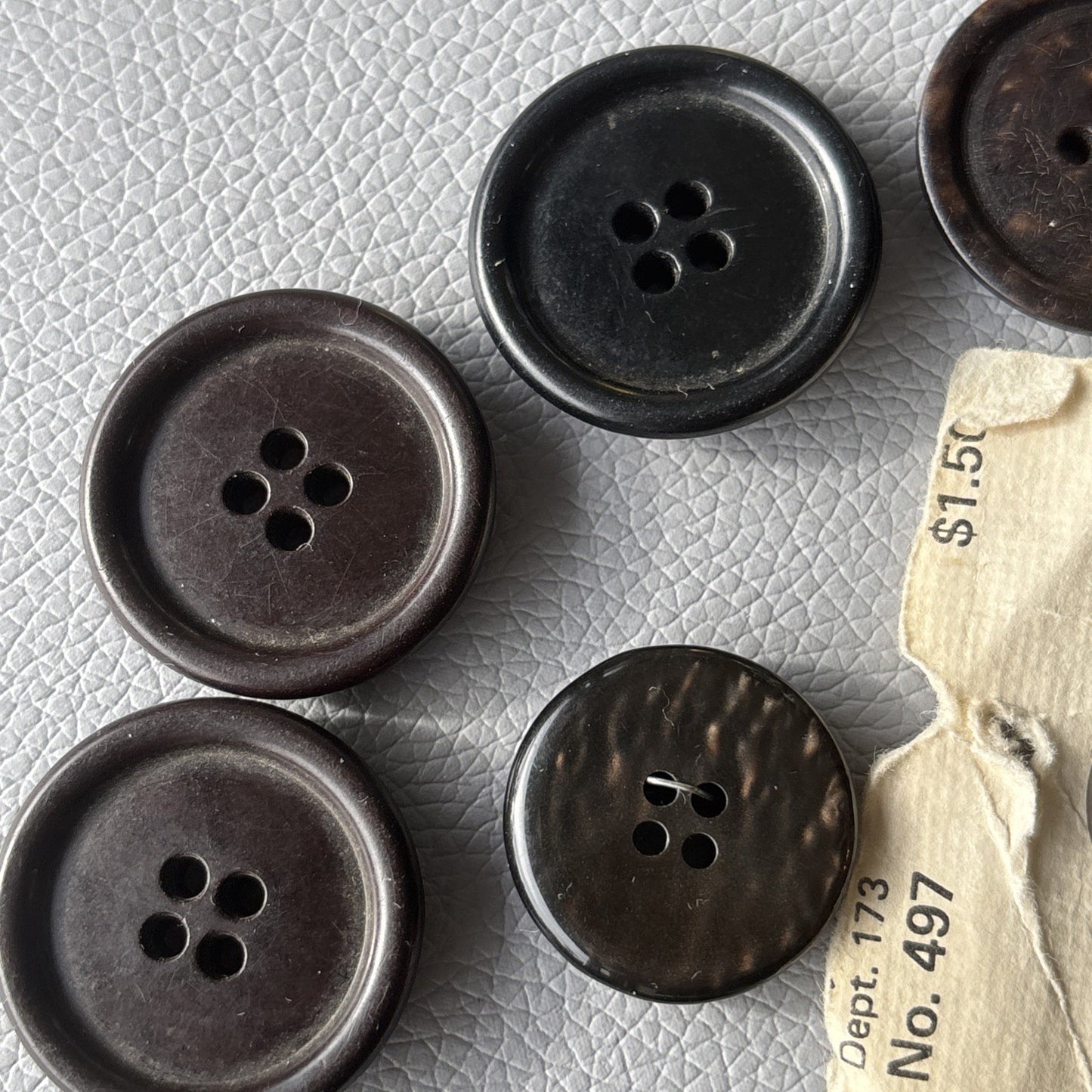 Vintage Brown Button Lot Early Plastics 4 Hole Round Jackets Shirts Sewing