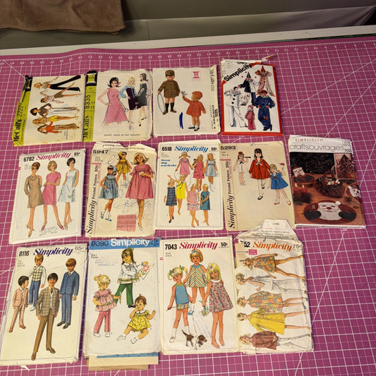 13 Vintage Simplicity & McCall’s Sewing Patterns Lot Girls Women 50s 60s 70s