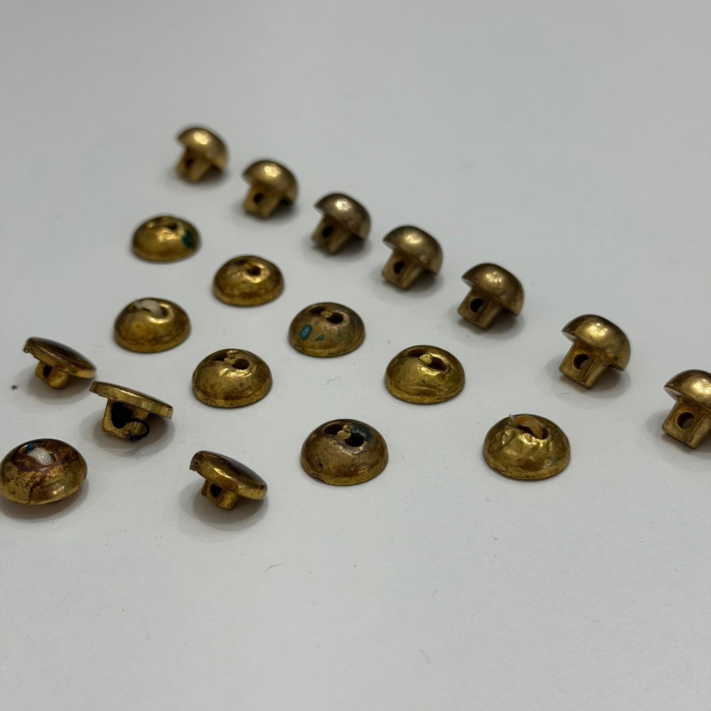 Vintage Brass Buttons Mixed Dome Mushroom Set Gold Metal 18pc OS