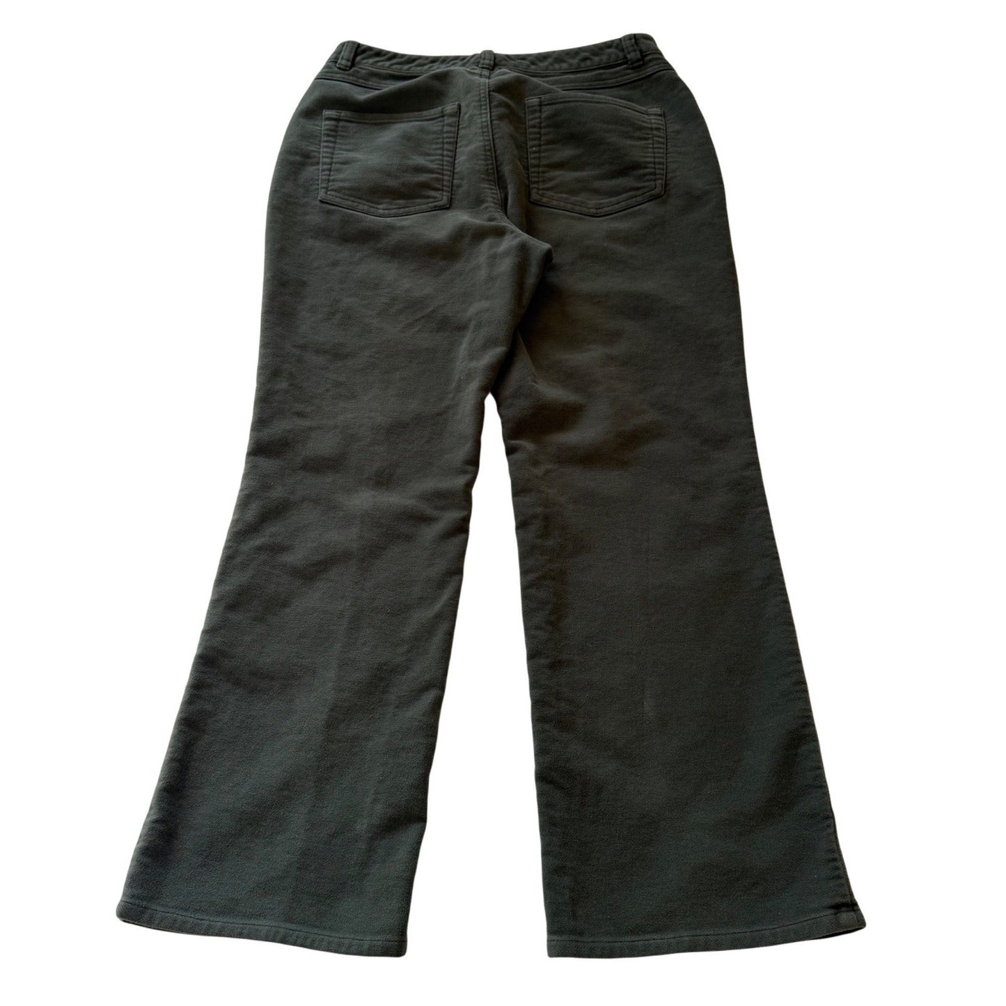 LL Bean Womens 10 PET Corduroy Pants Olive Green Straight Leg Stretch 0FDU2
