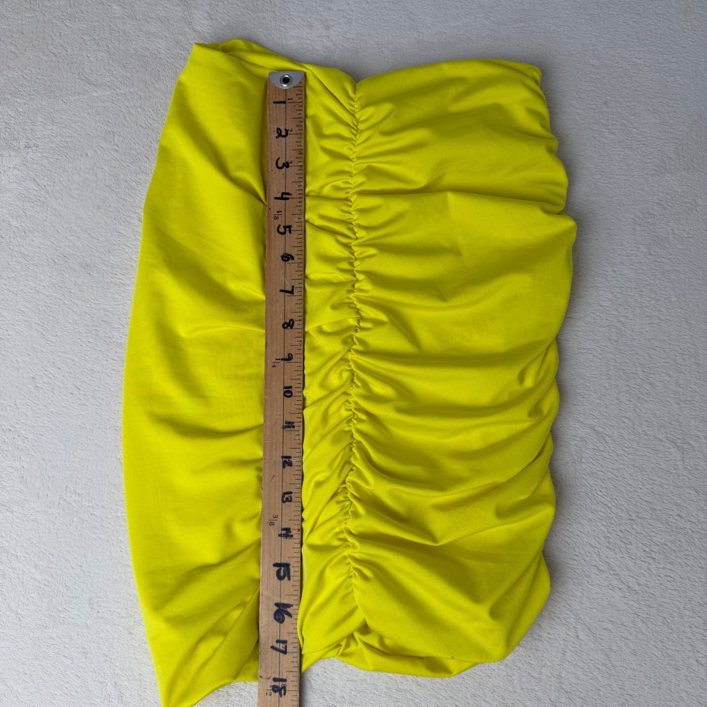 Neon Yellow Body Con Set  + Black Lycra Mini Skirt Club Rave Festival Outfit S