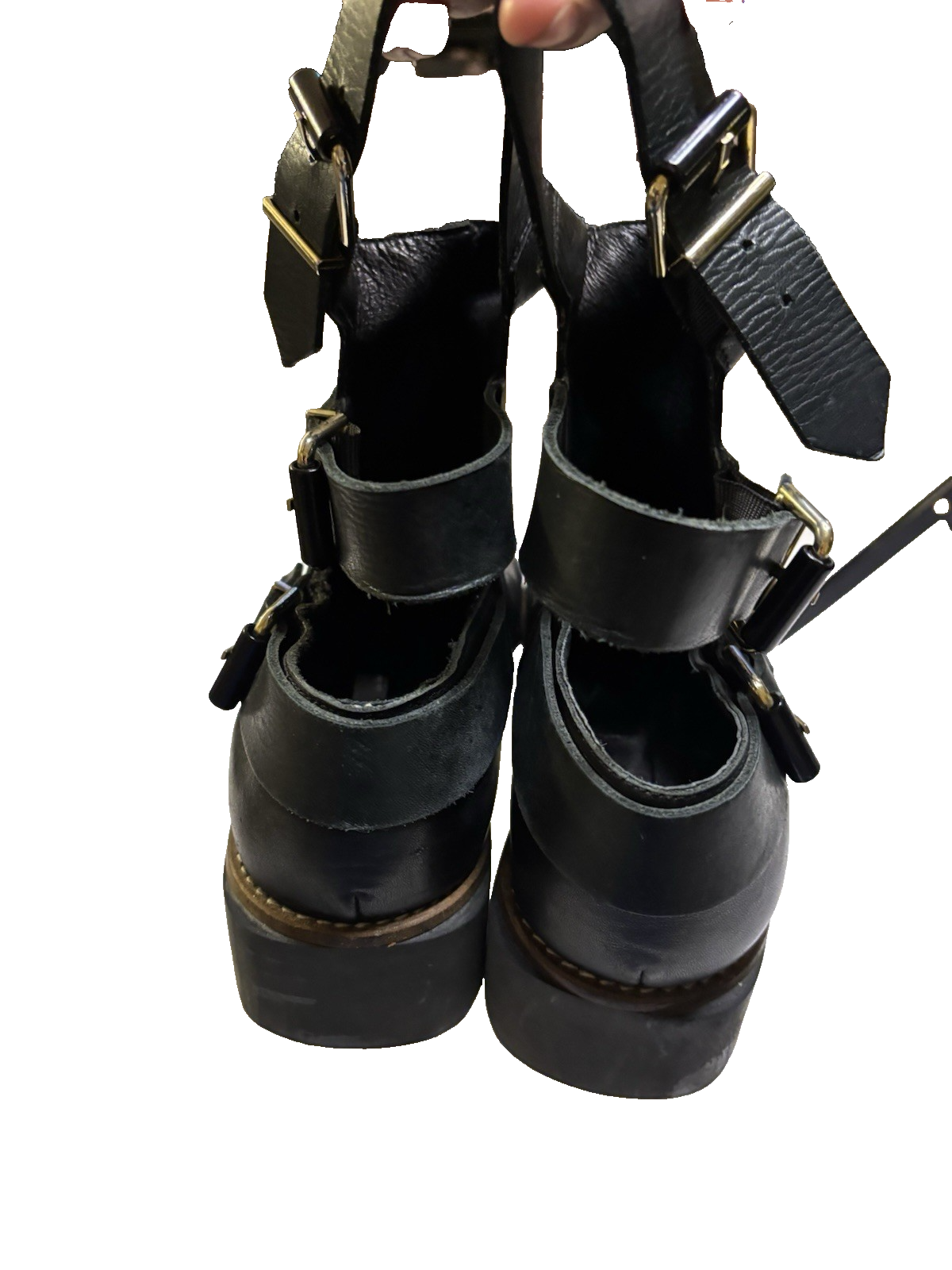 Miista Women’s Cecilia Black Leather Buckle Boots Sz 10 Biker Rocker Gothcore