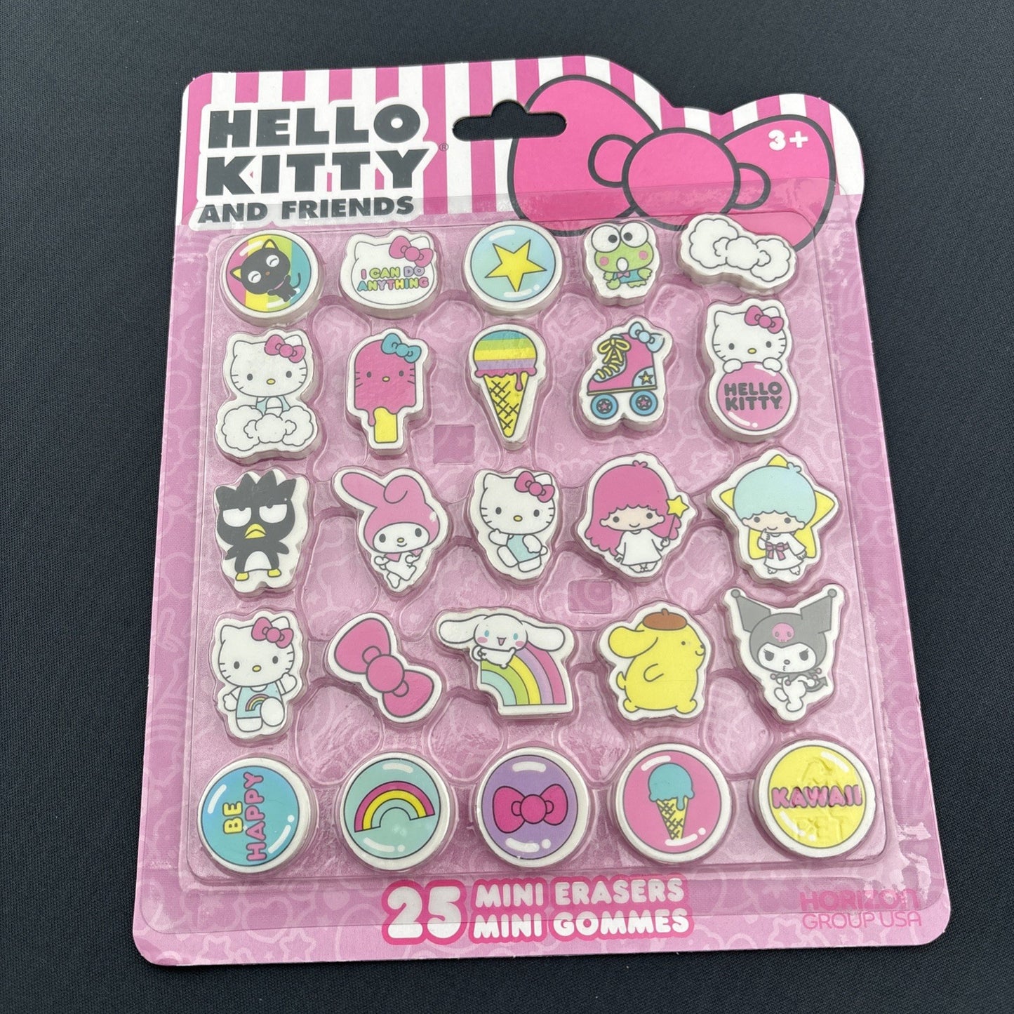 Hello Kitty and Friends 25 Mini Erasers — Sanrio Kawaii Stationery Set New