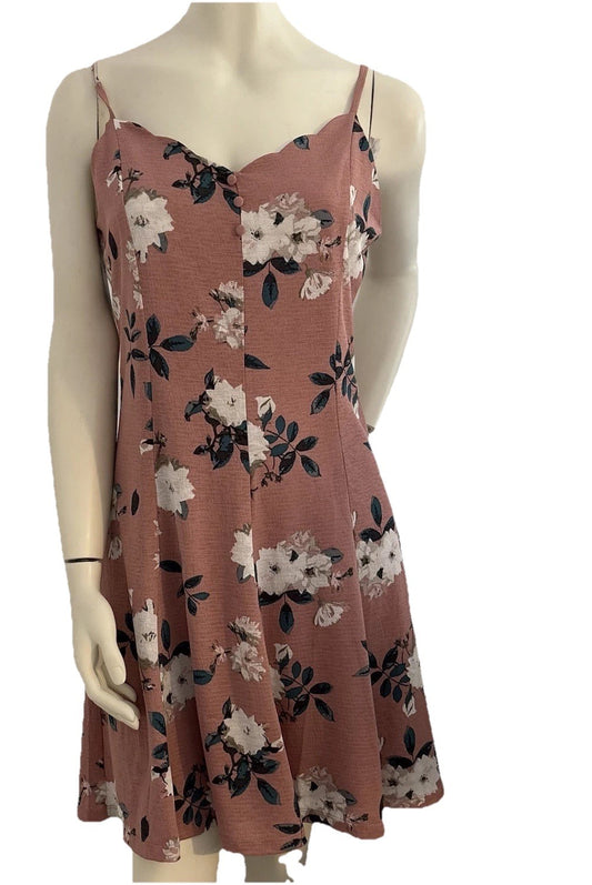 Kismet Pink Floral Sundress Size Medium Spaghetti Strap Cottagecore Summer Dress
