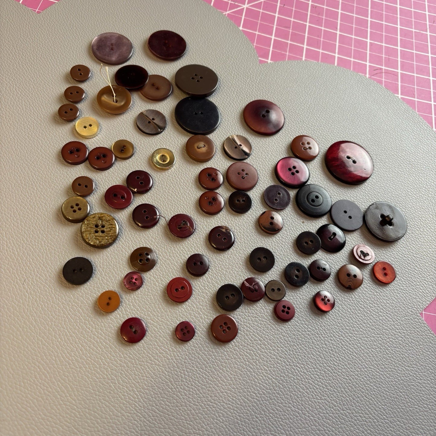 Vintage + New Burgundy And Red  Button Lot. Two Hole + Four Hole Plastic