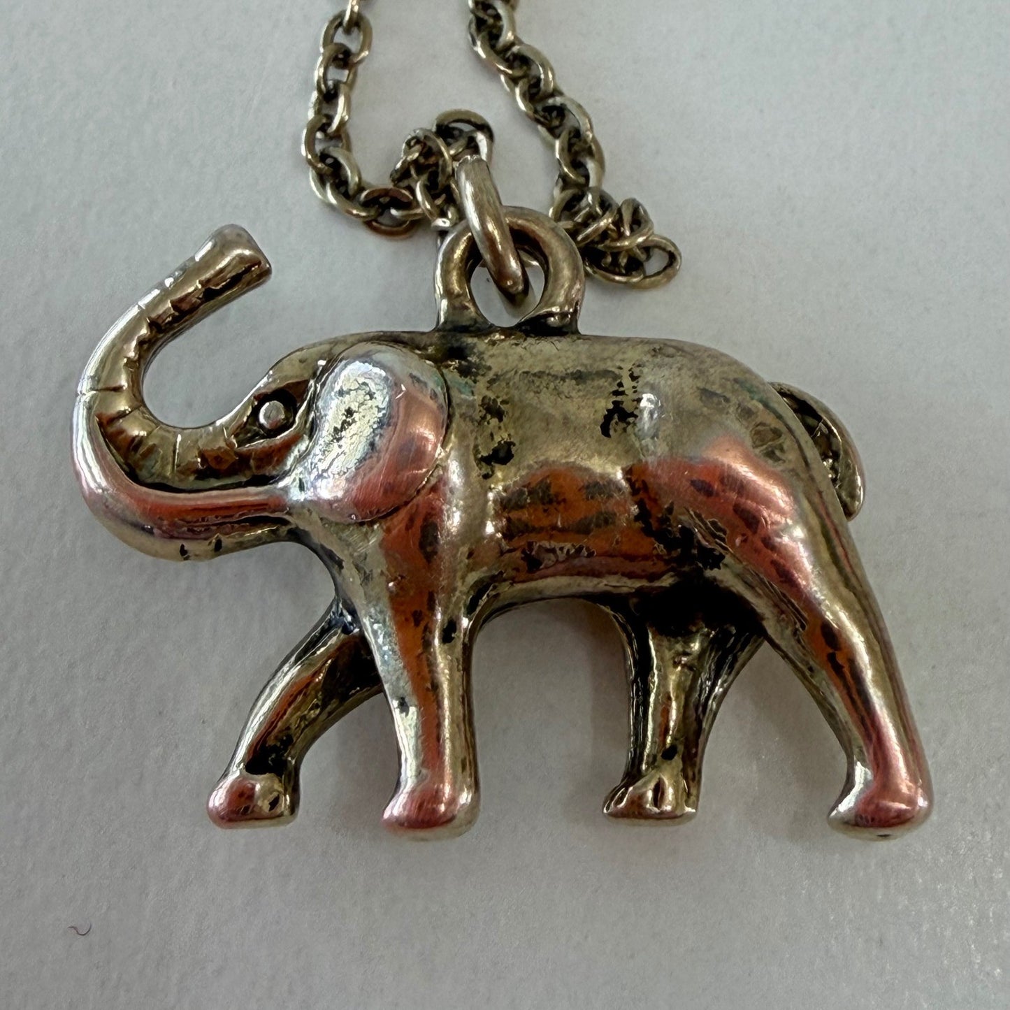 Elephant Pendant Necklace Good Luck Boho Whimsical Vanilla Girl Mixed Metal OS