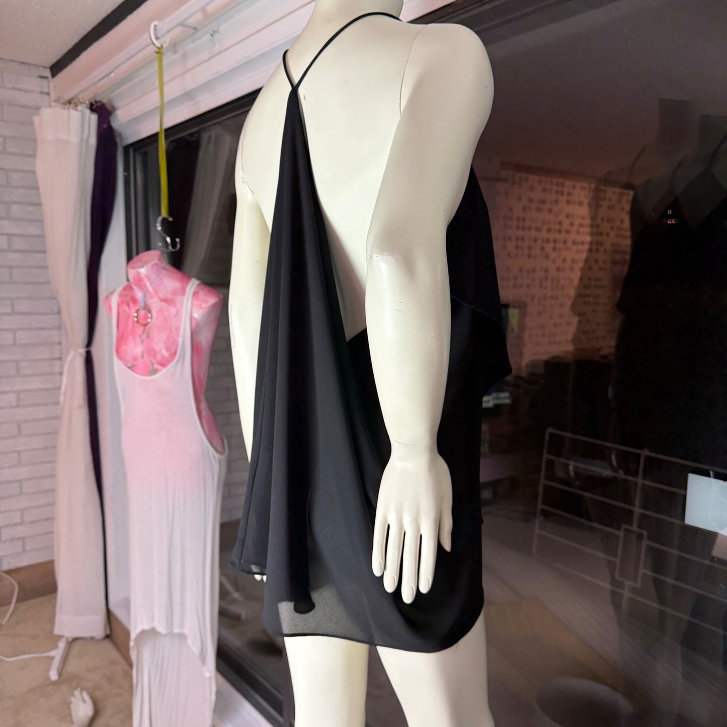 Minimum Ophelia Top Black Ruffle Drape Back Scandi Chic Minimalist Small