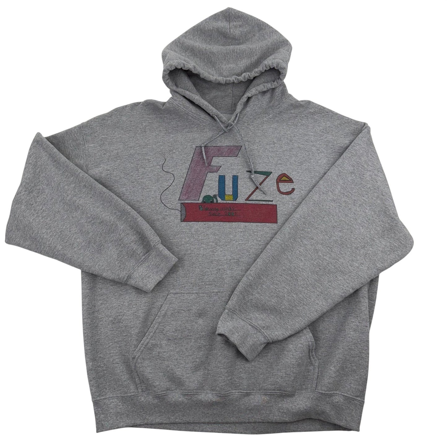 Grey Oversized Pullover Fuze 2001 Hoodie Mens XL Streetwear Skater Grunge Basic