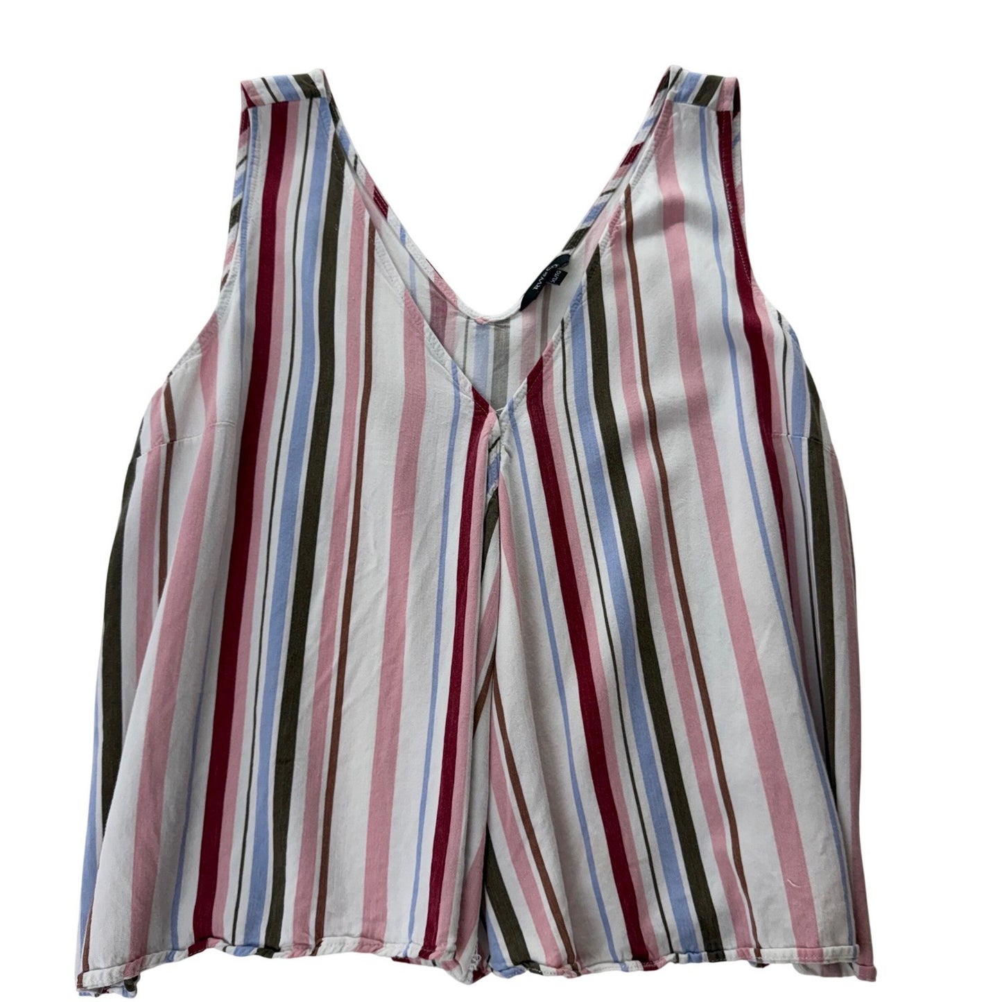 RW&CO Womens XL Multi-Color Striped V-Neck Sleeveless Tank Top Nautical Preppy