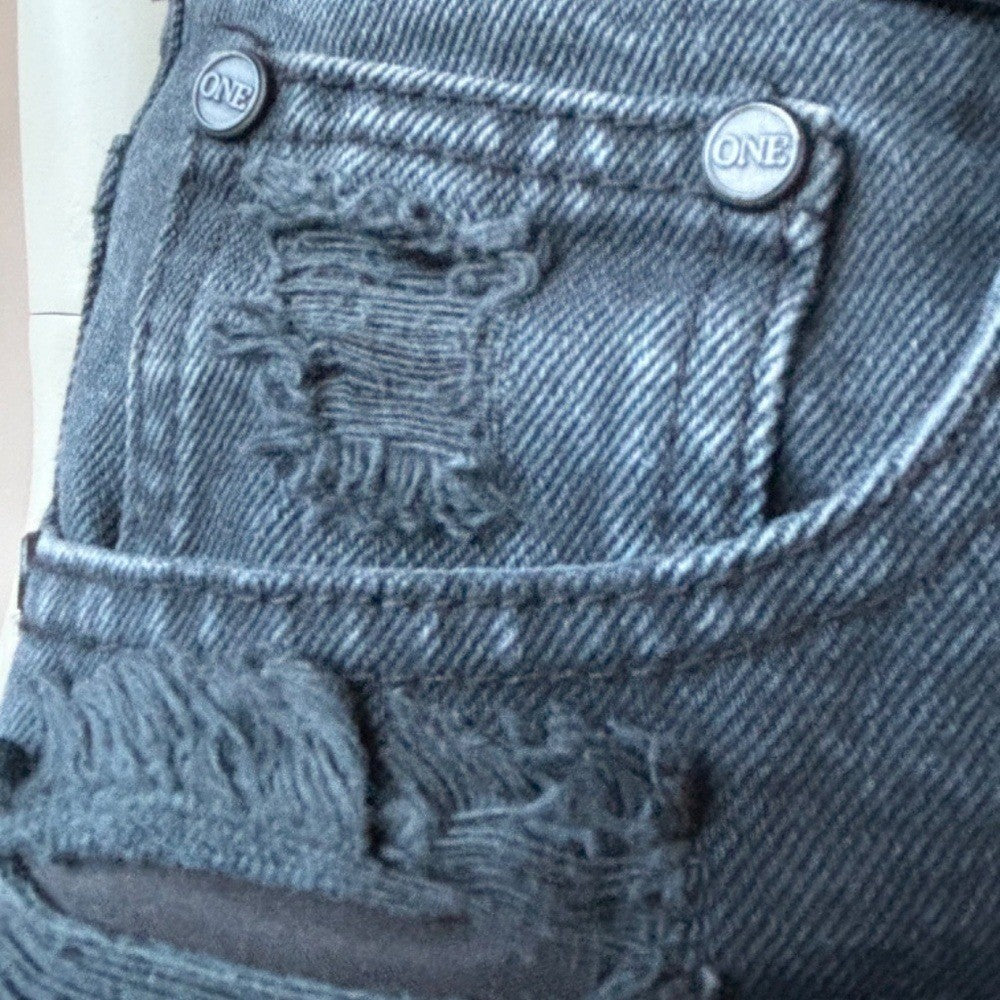 One Teaspoon Jean Shorts Black distressed button fly low rise