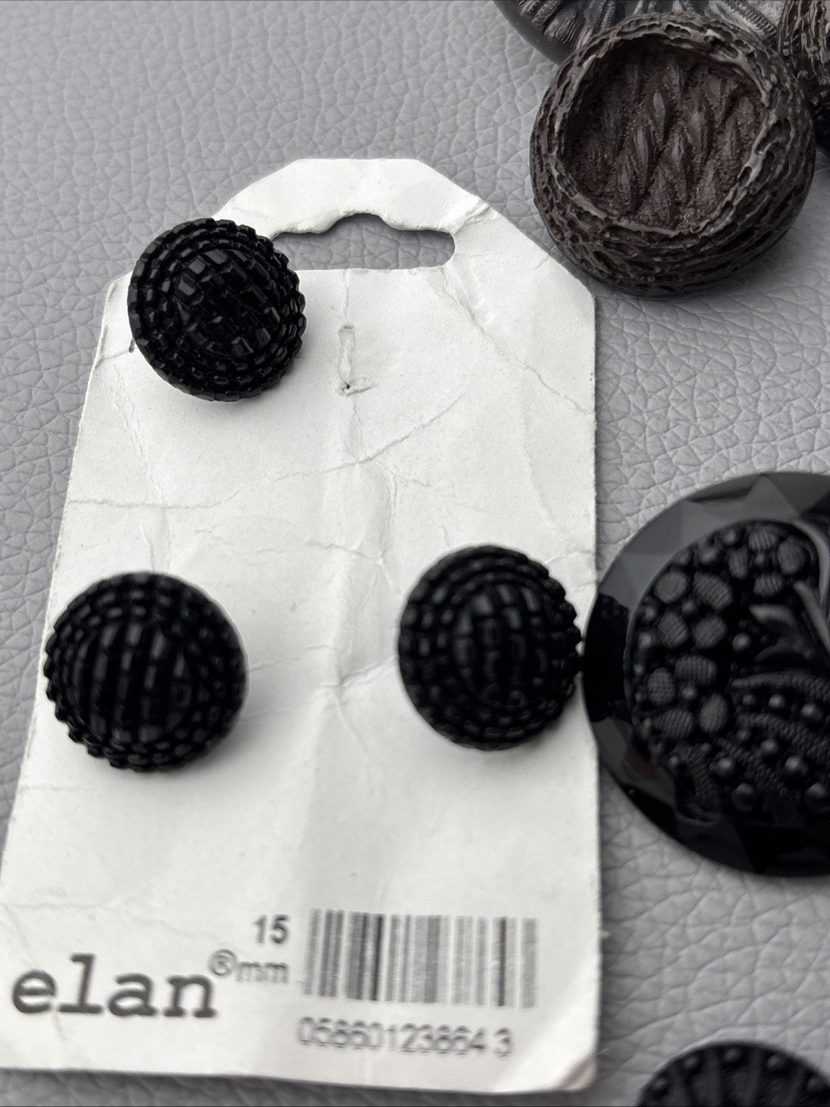 Vintage Black & Brown Button Lot Mixed Textured Carved Resin & Glass Look Design