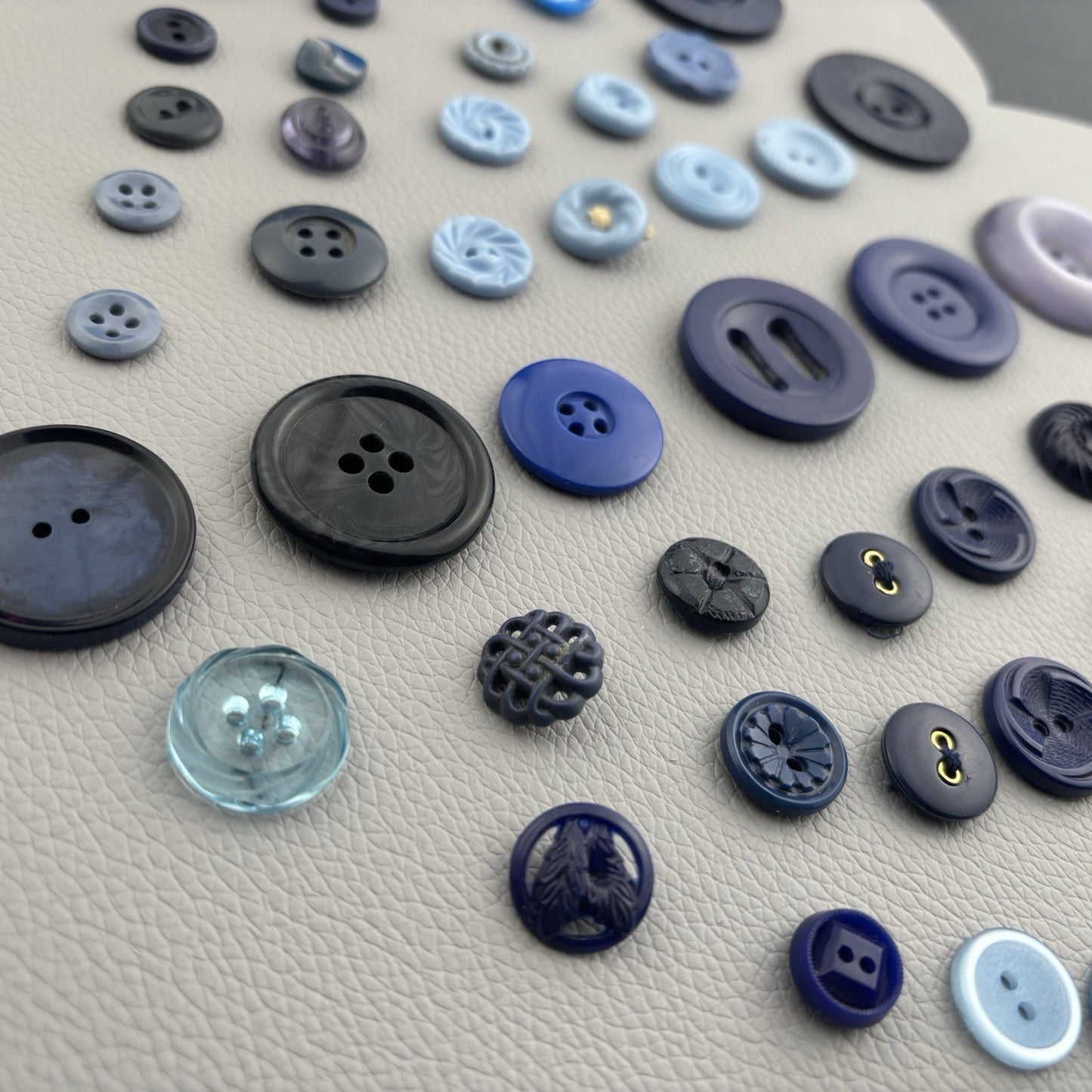 Vintage Blue Button Lot | Bakelite, Casein & Glass Mix | 1930s–50s Sewing Crafts