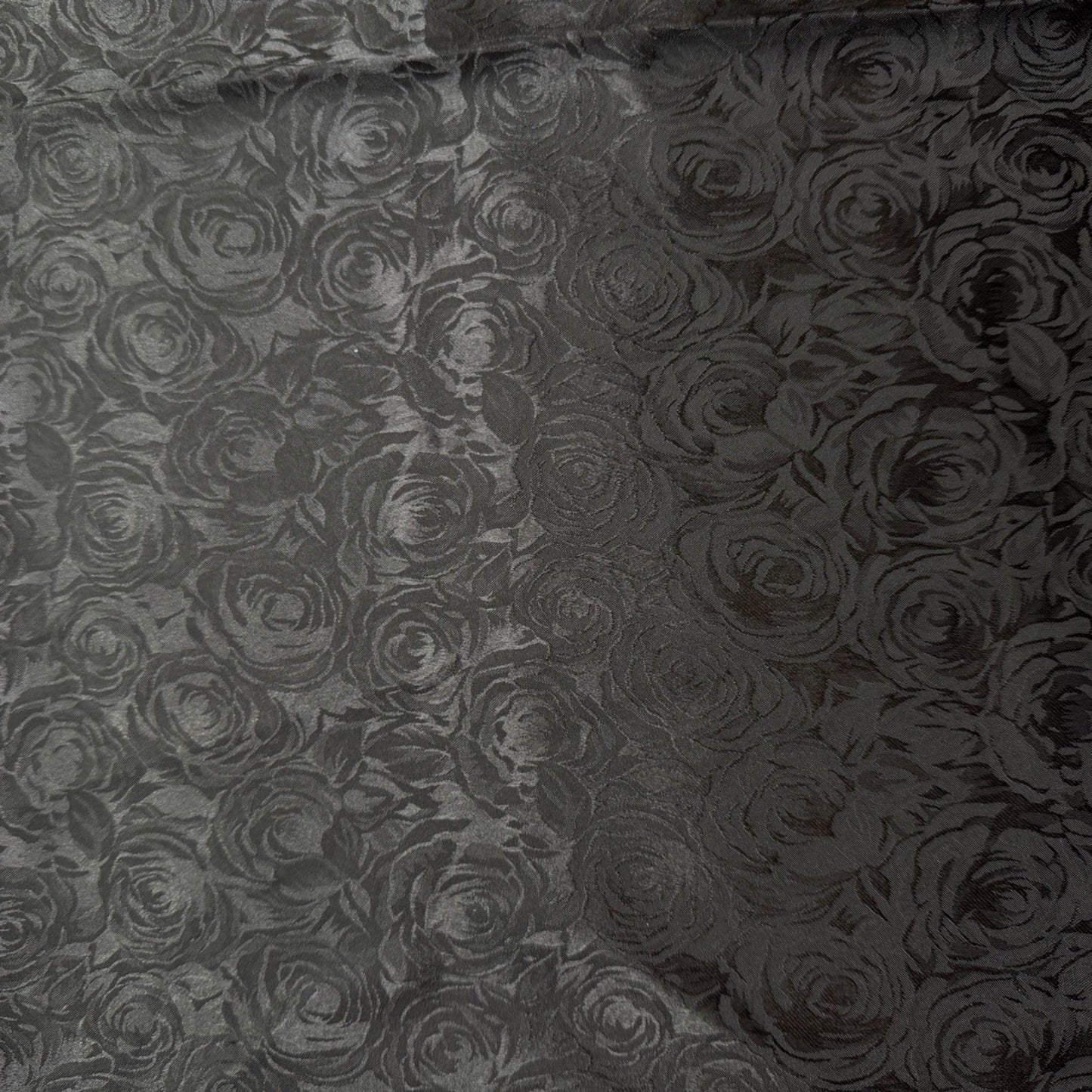 Black Rose Floral Jacquard Fabric Woven Tone-on-Tone 45x48 1.3 Yards
