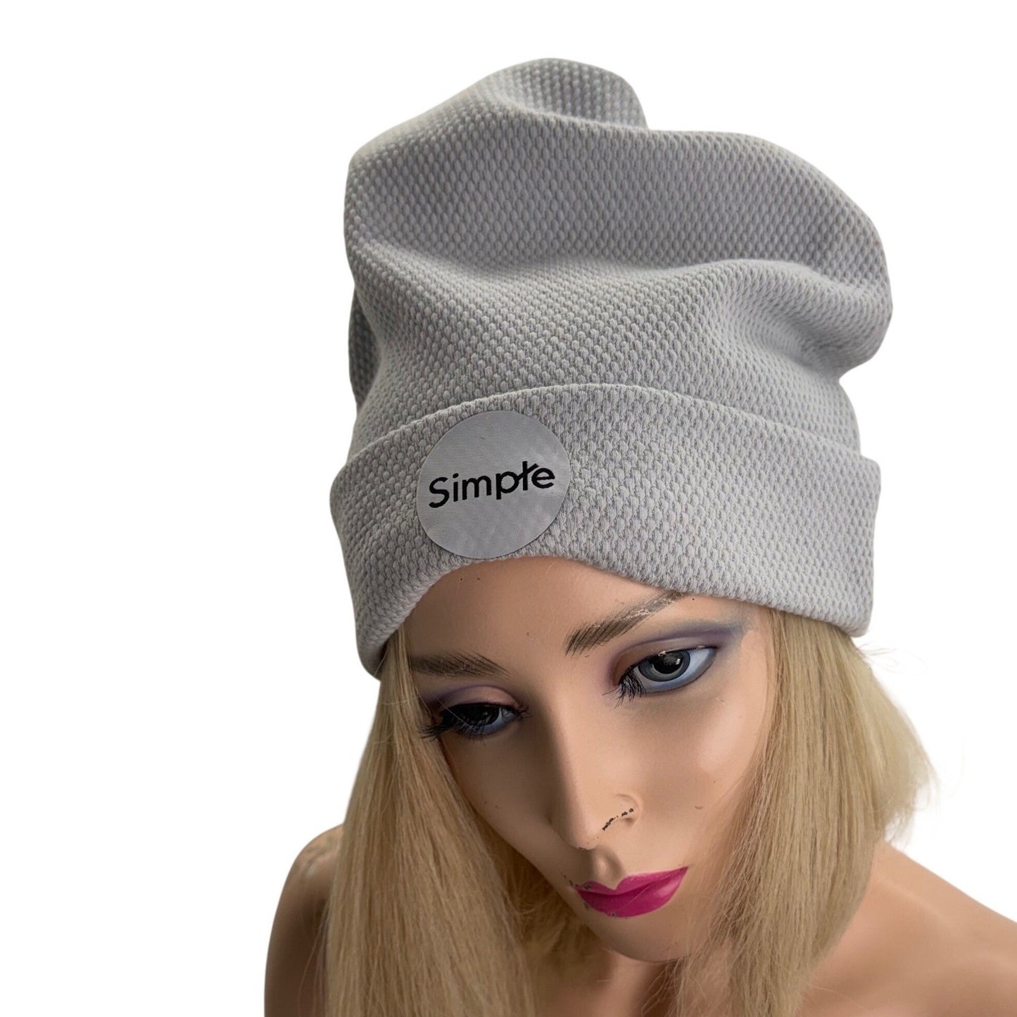 Simpłe Slouchy Beanie — Grey Honeycomb Knit