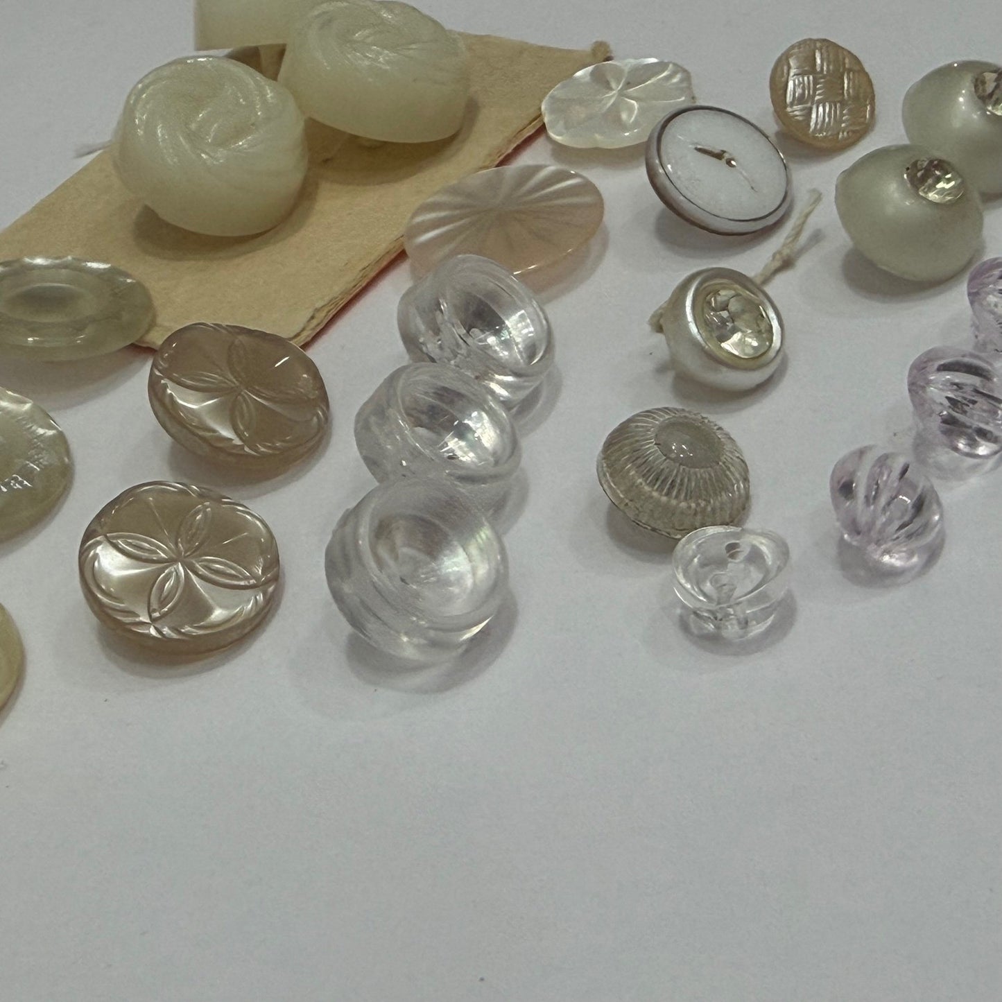Vintage White Button Lot Plastic Lucite Rhinestone Shank Buttons Sewing Craft